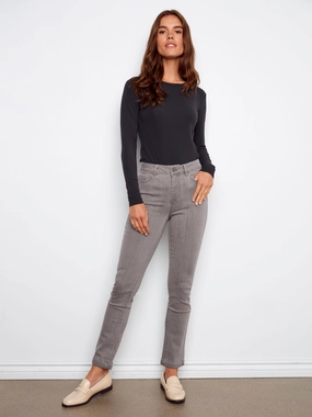 Traveler Gear Bold Look Outfit Mood Cuffed Hem Twill Jeans - Smoke Grey