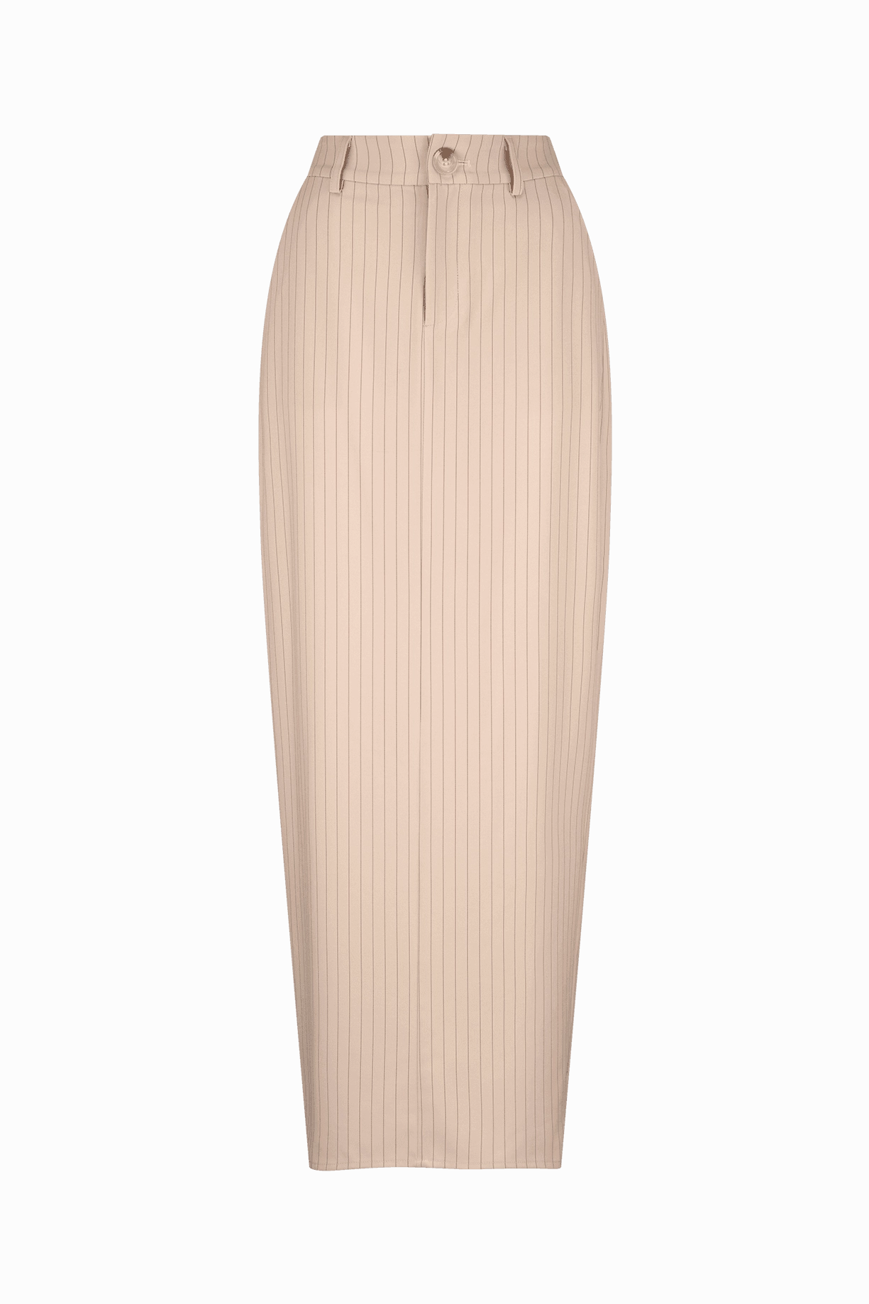 Elegant Simplicity CURAAE Aveline Pinstripe Maxi Skirt In Beige
