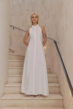 CURAAE Chelsea Sleeveless Maxi Dress in White Pose Sweet Stylish day dress