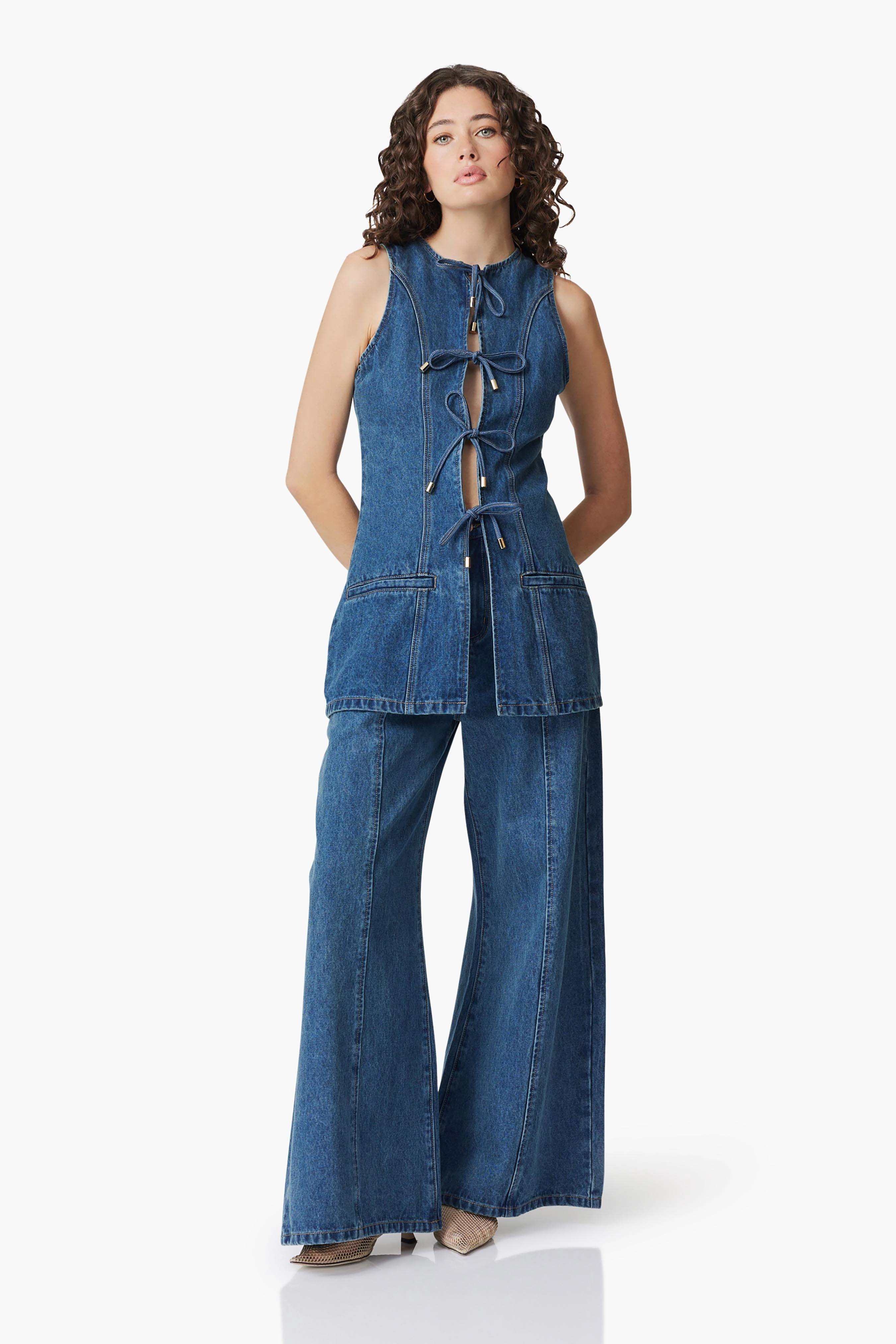 CURAAE Clara Sleeveless Denim Top Stain-Guard-Finish