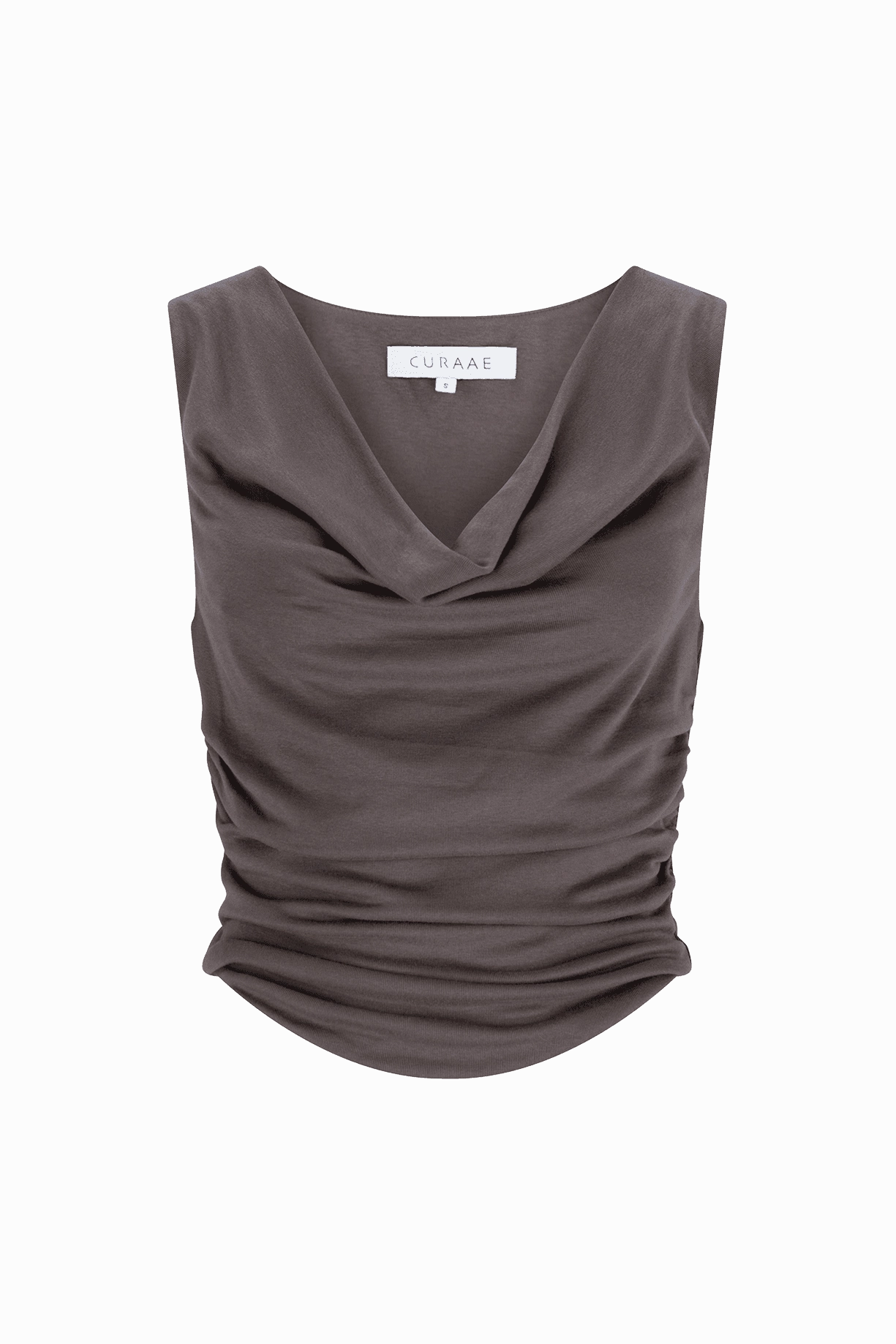 Comfortable travel dress CURAAE Daphne Cowl Neckline Crop Top In Grey