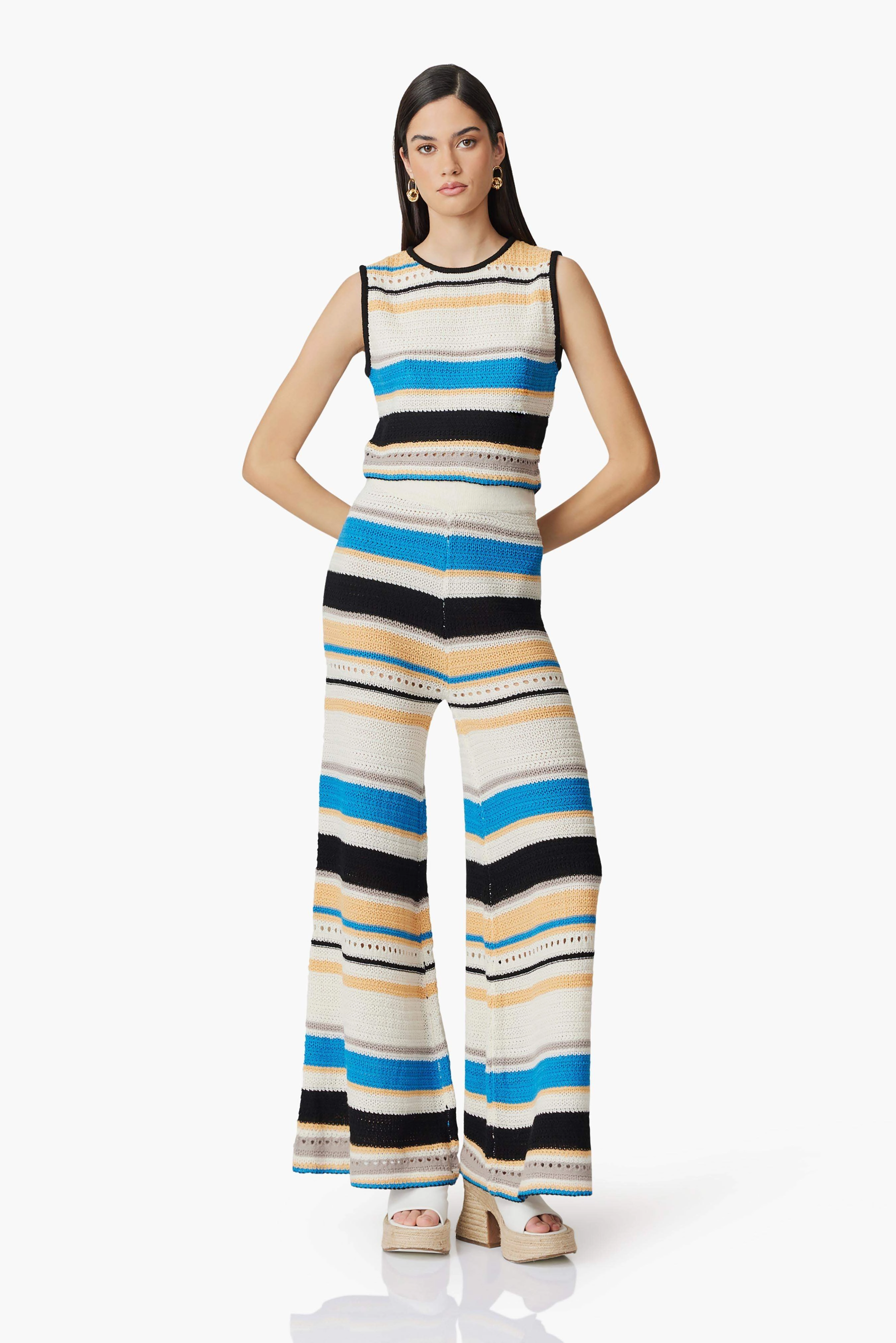 Smart Texture CURAAE Harlow Knit Striped Trousers