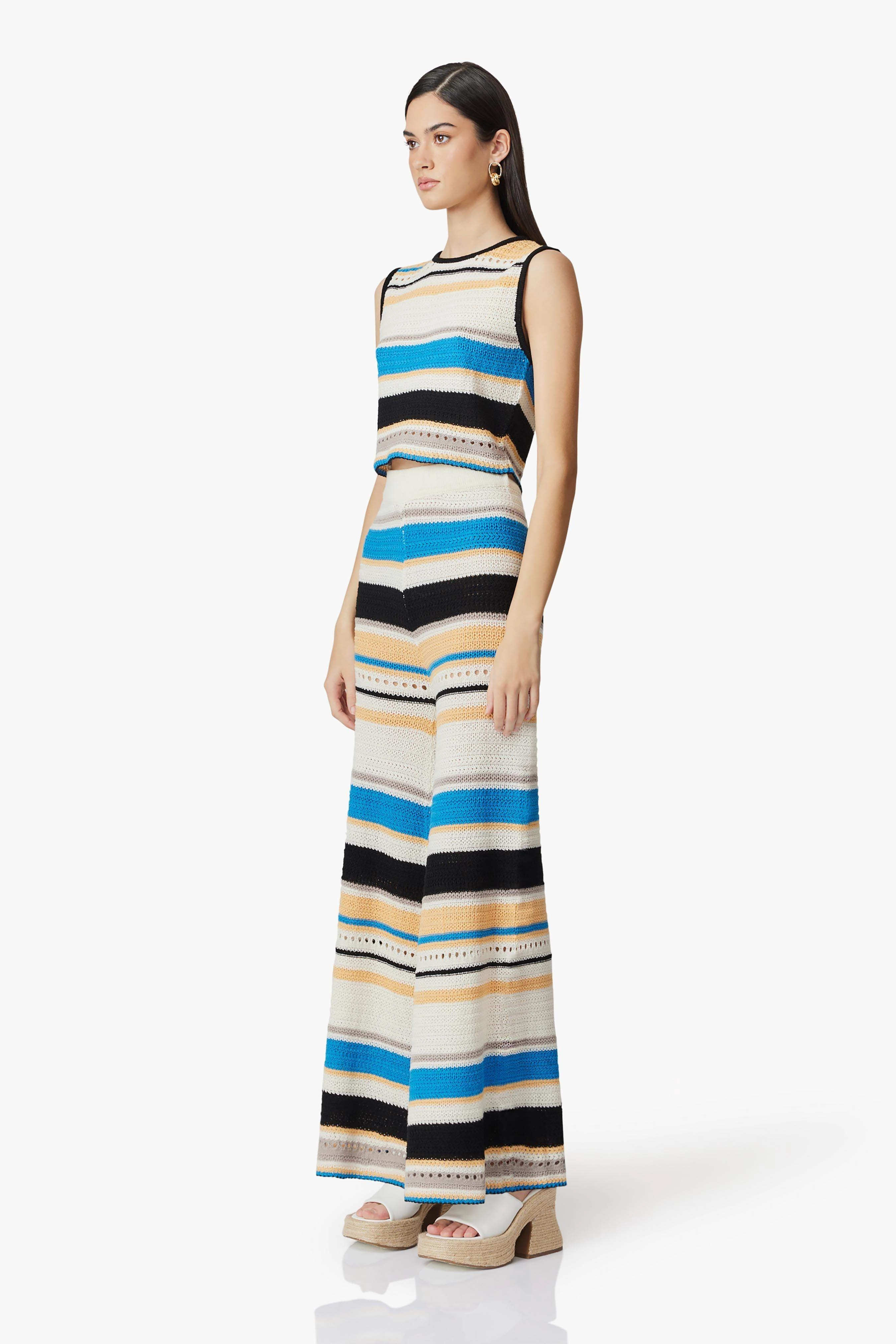 CURAAE Harlow Knit Striped Trousers Floor-Length