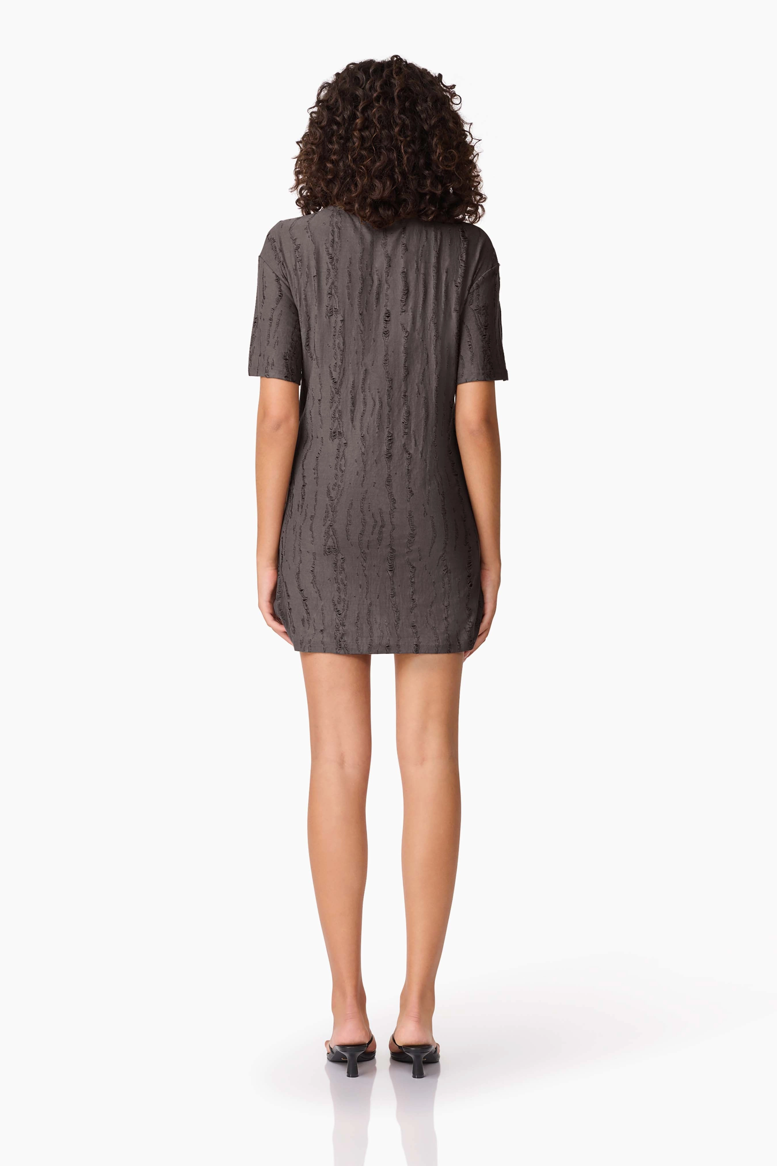 Event Glow Natural Feel CURAAE Lavania Short Sleeve Mini Dress in Grey