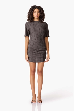 Soft and Relaxed Light Soft CURAAE Lavania Short Sleeve Mini Dress in Grey
