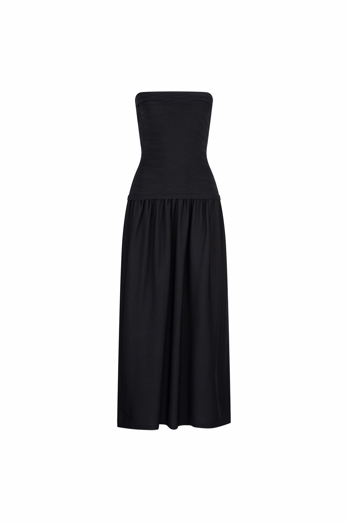 CURAAE Lex Strapless Maxi Dress in Black Wave Soft Playful touch