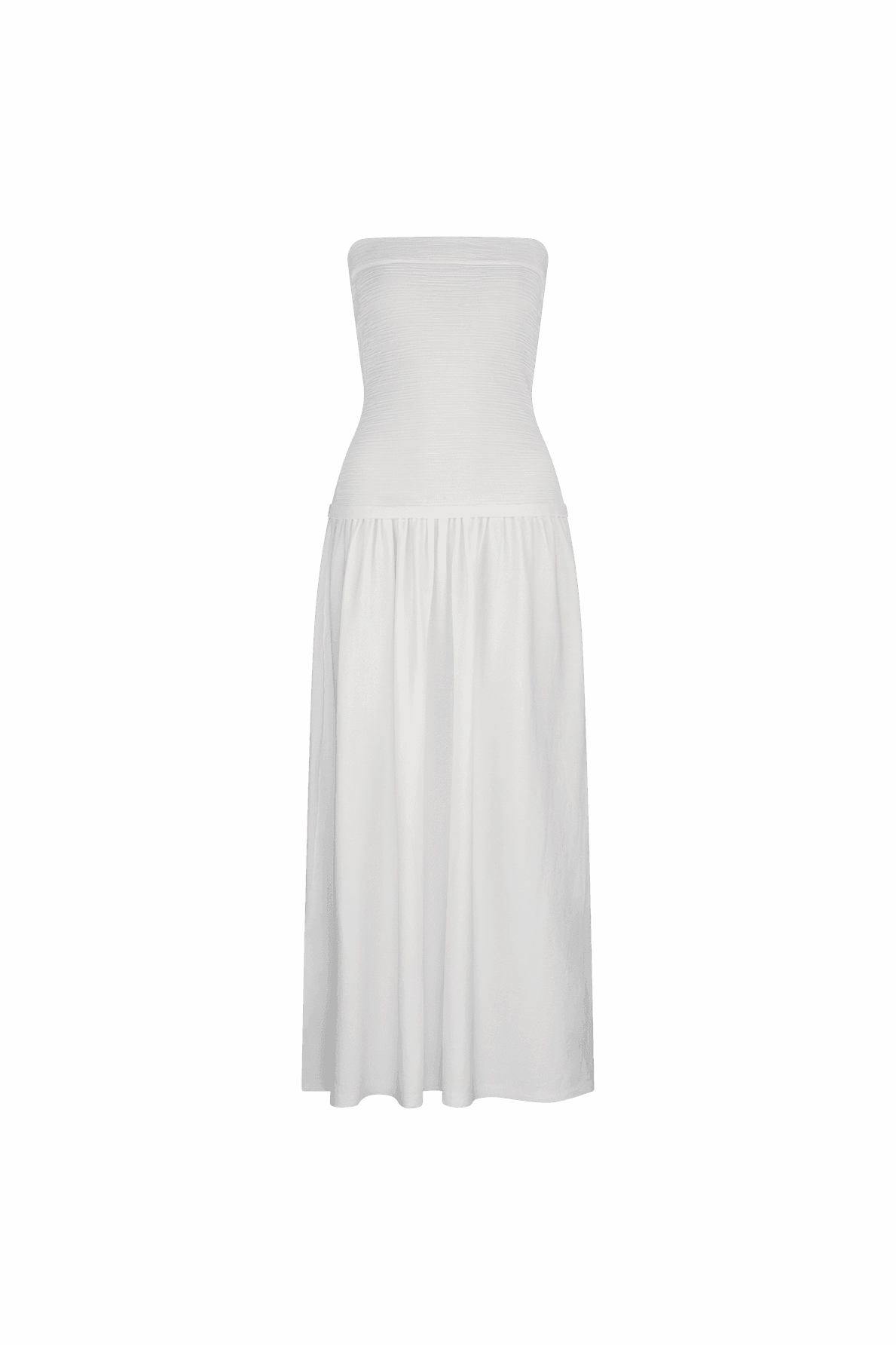 CURAAE Lex Strapless Maxi Dress in White Mid Season Mature Glam