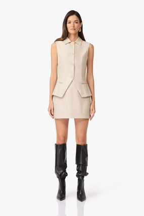 CURAAE Malia Leather Vest In Beige Timeless Energy