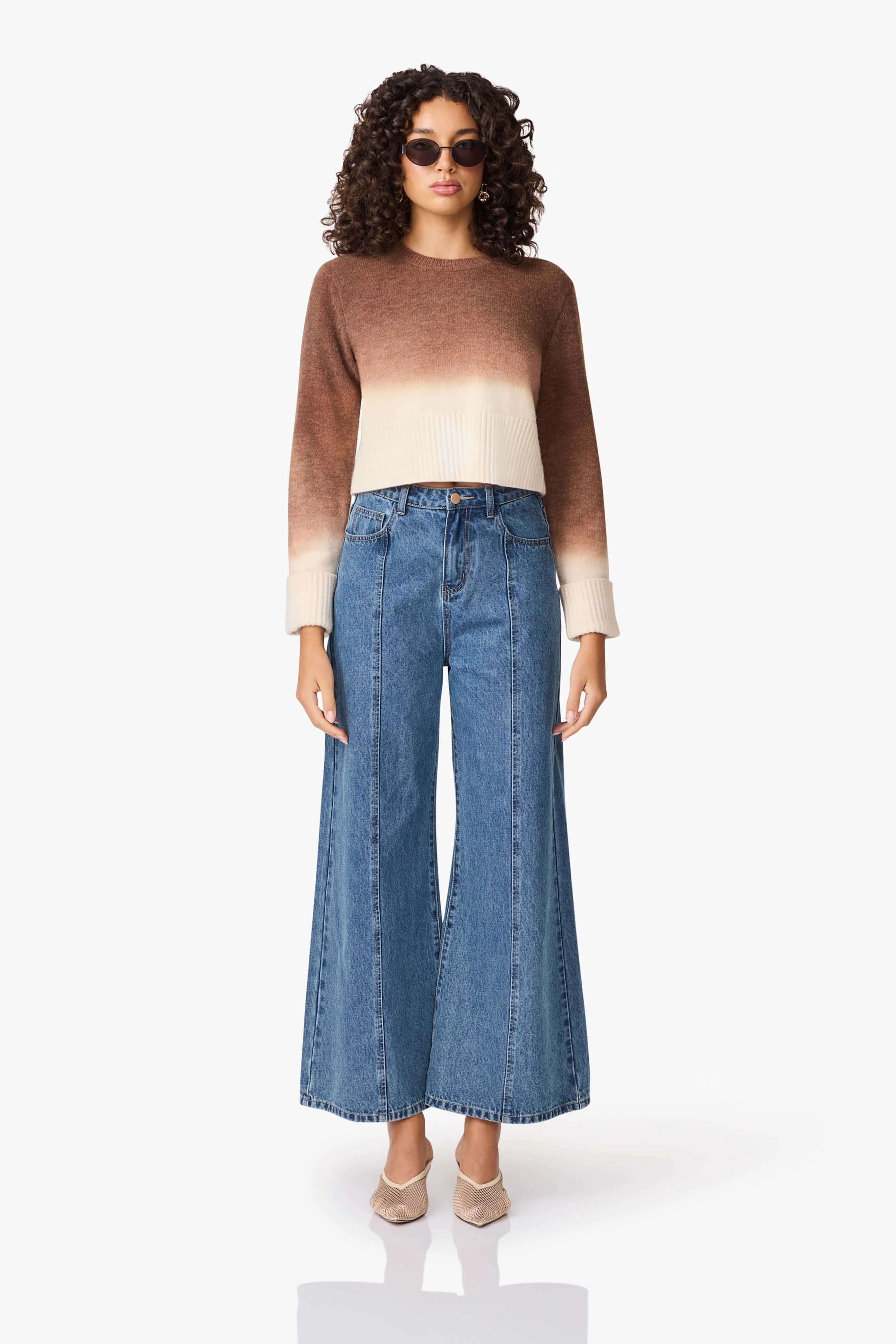 Effortless Elegance Simple Profile CURAAE Malta Knit Jumper in Brown & Beige