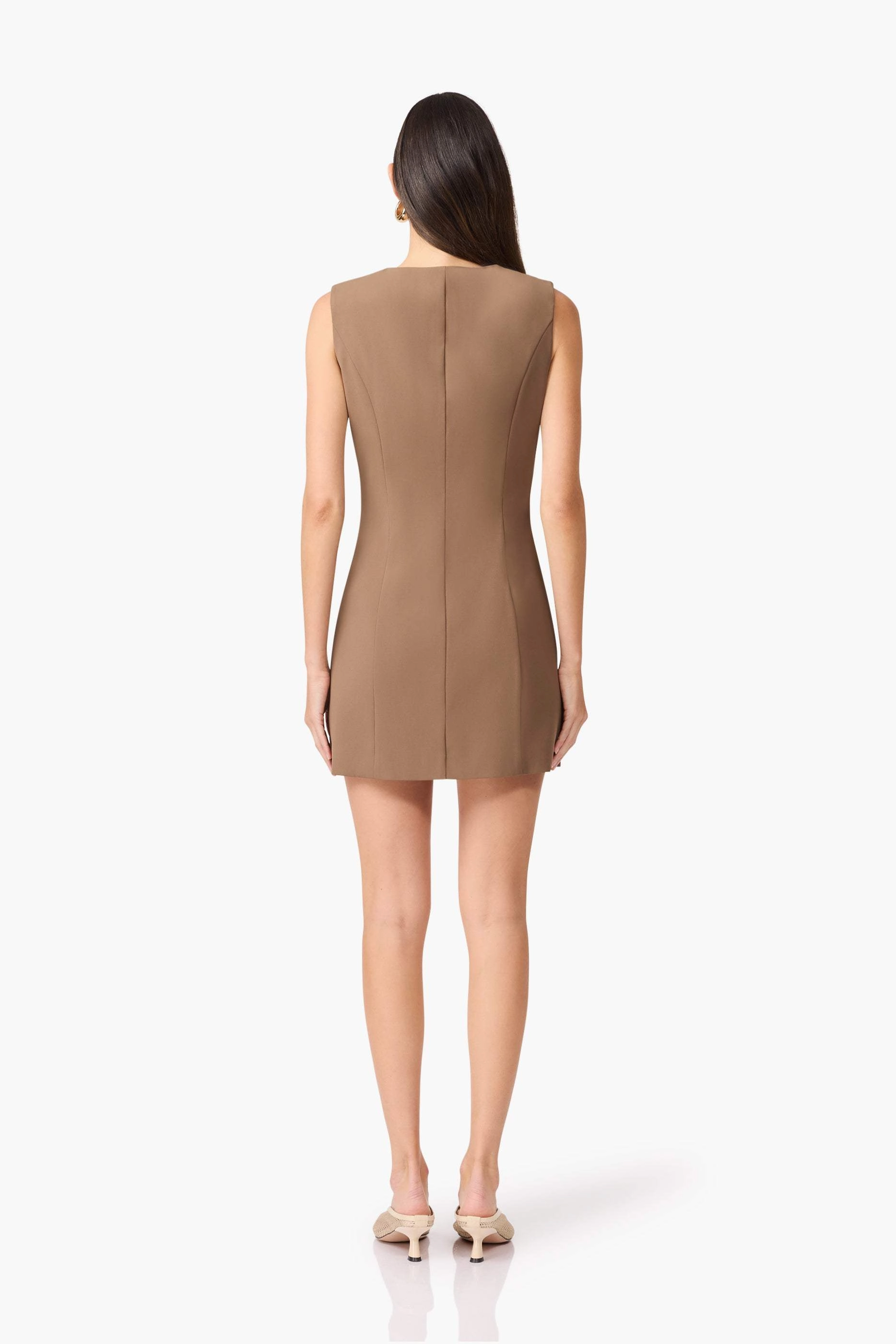 CURAAE Sandy Suit Mini Dress In Brown Back Glow