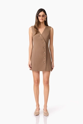 CURAAE Sandy Suit Mini Dress In Brown Comfy Comfort Lounge Cut