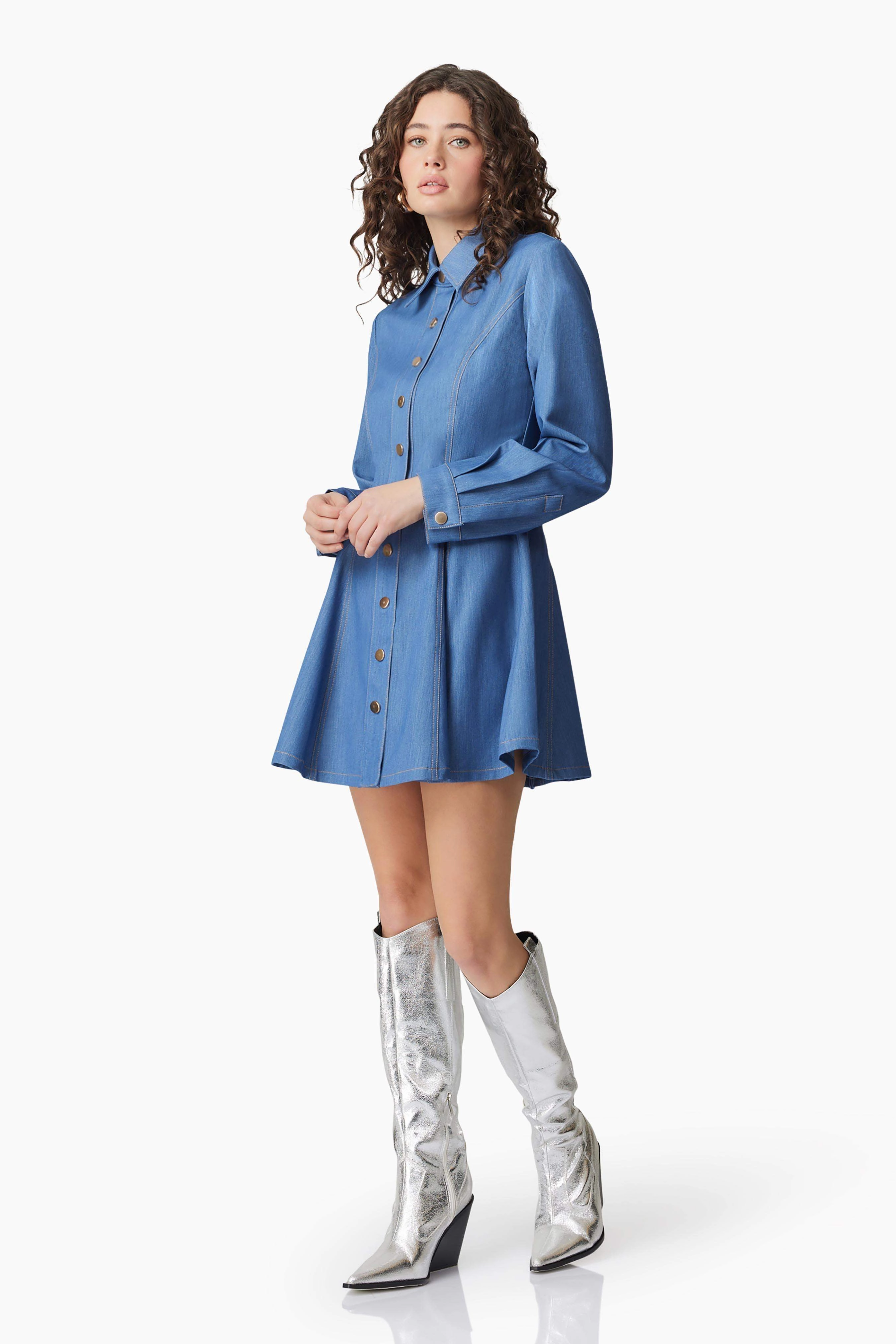 CURAAE Stella Denim Mini Dress Modern Soft Ankle-length