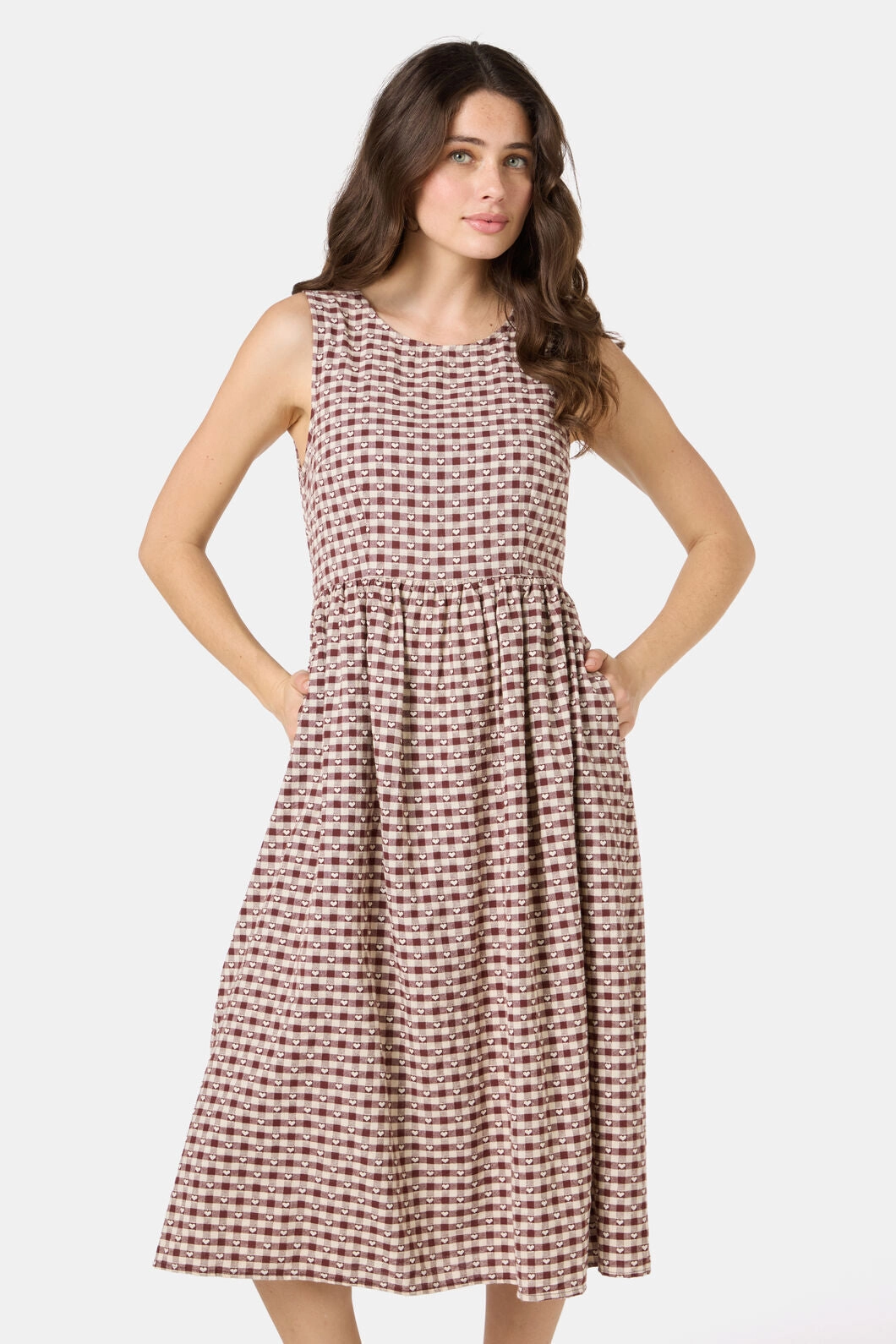 Form Fitting Sweetheart Check Midi Dress