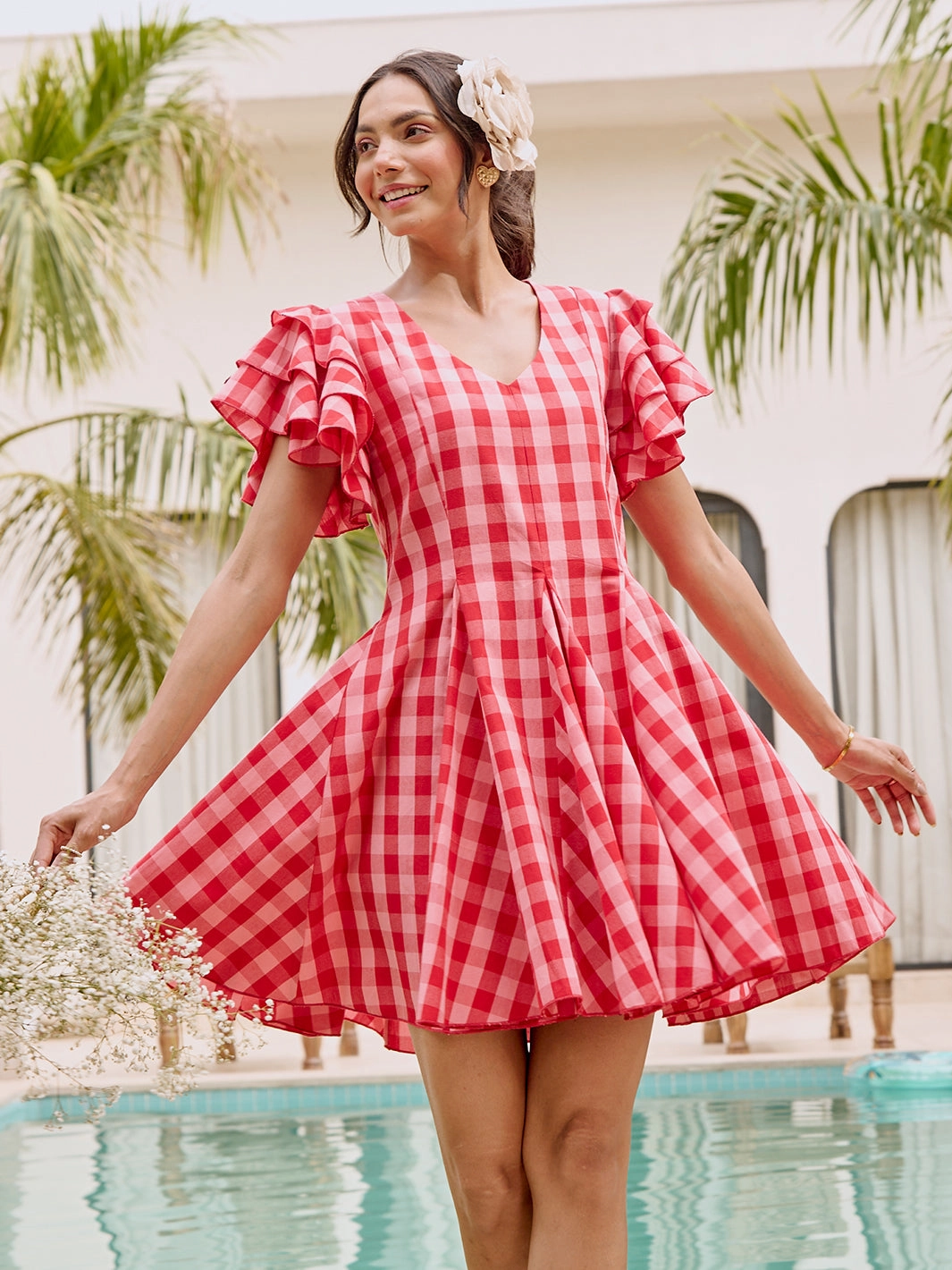 Cherry Pie Mini Dress Breathable Design