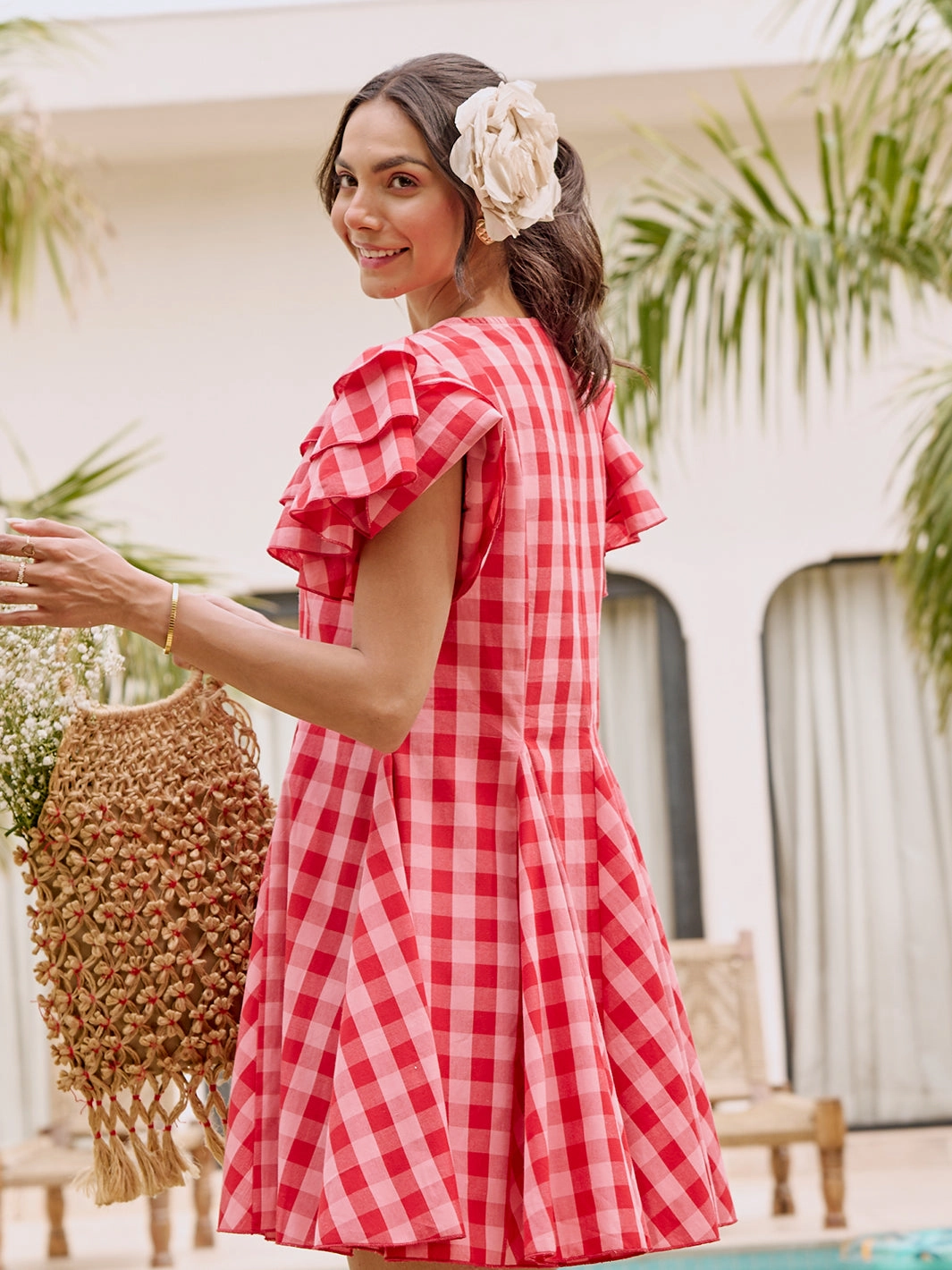 Cherry Pie Mini Dress Coral Soft Wave Soft