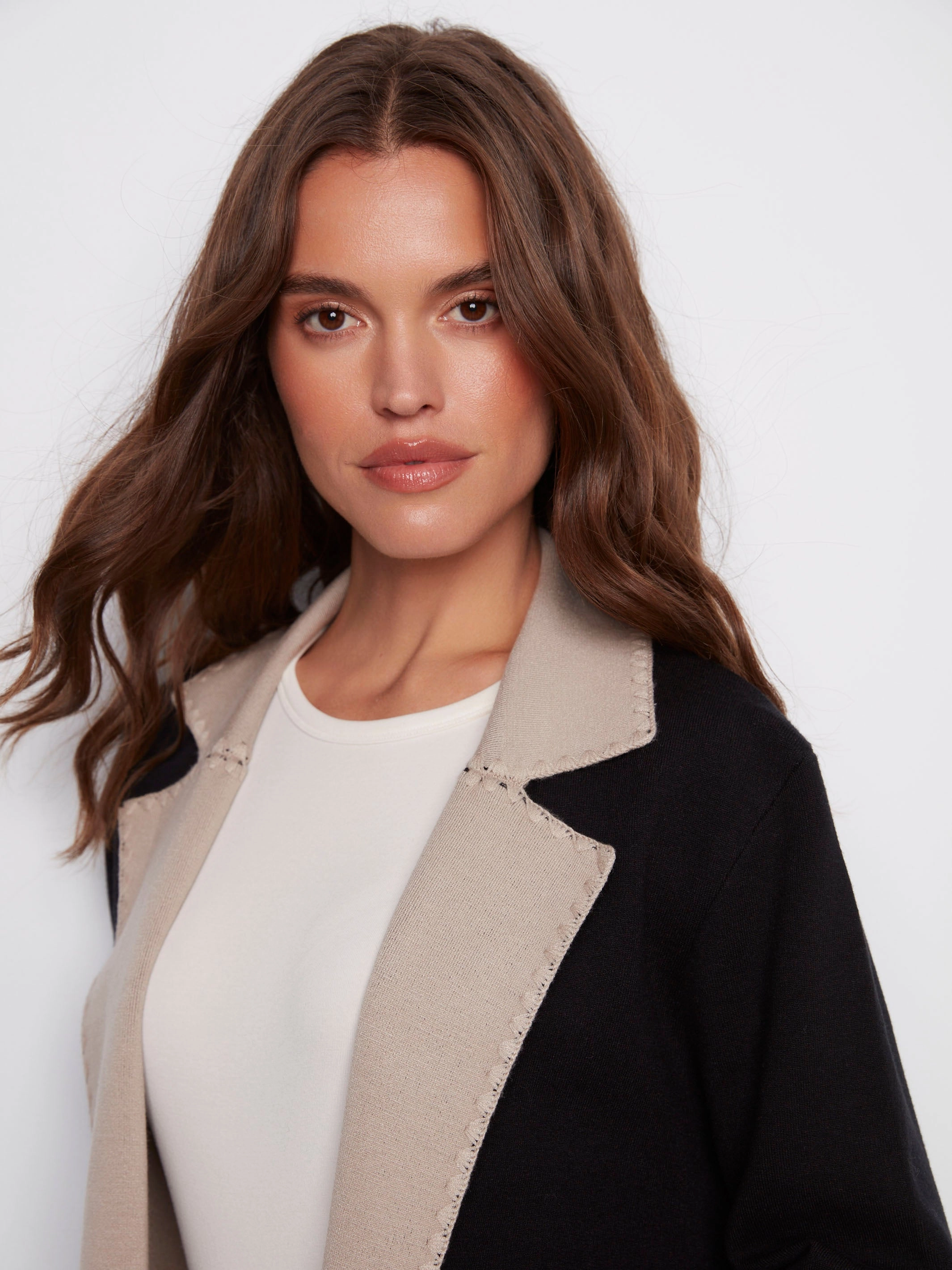 Mid range Blanket Stitch Long Cardigan - Black