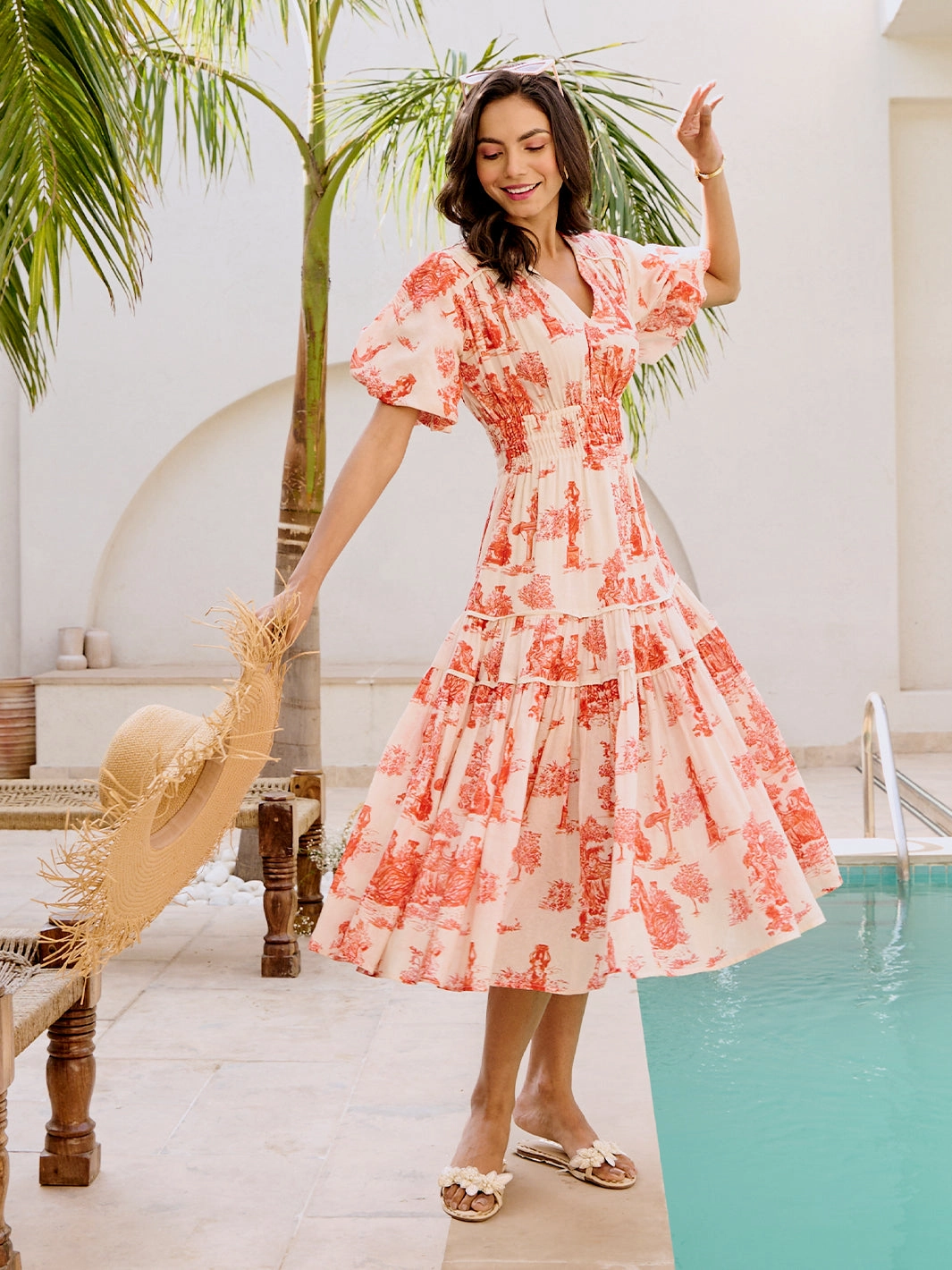 Zip Closure Corsica Printed Maxi Dress