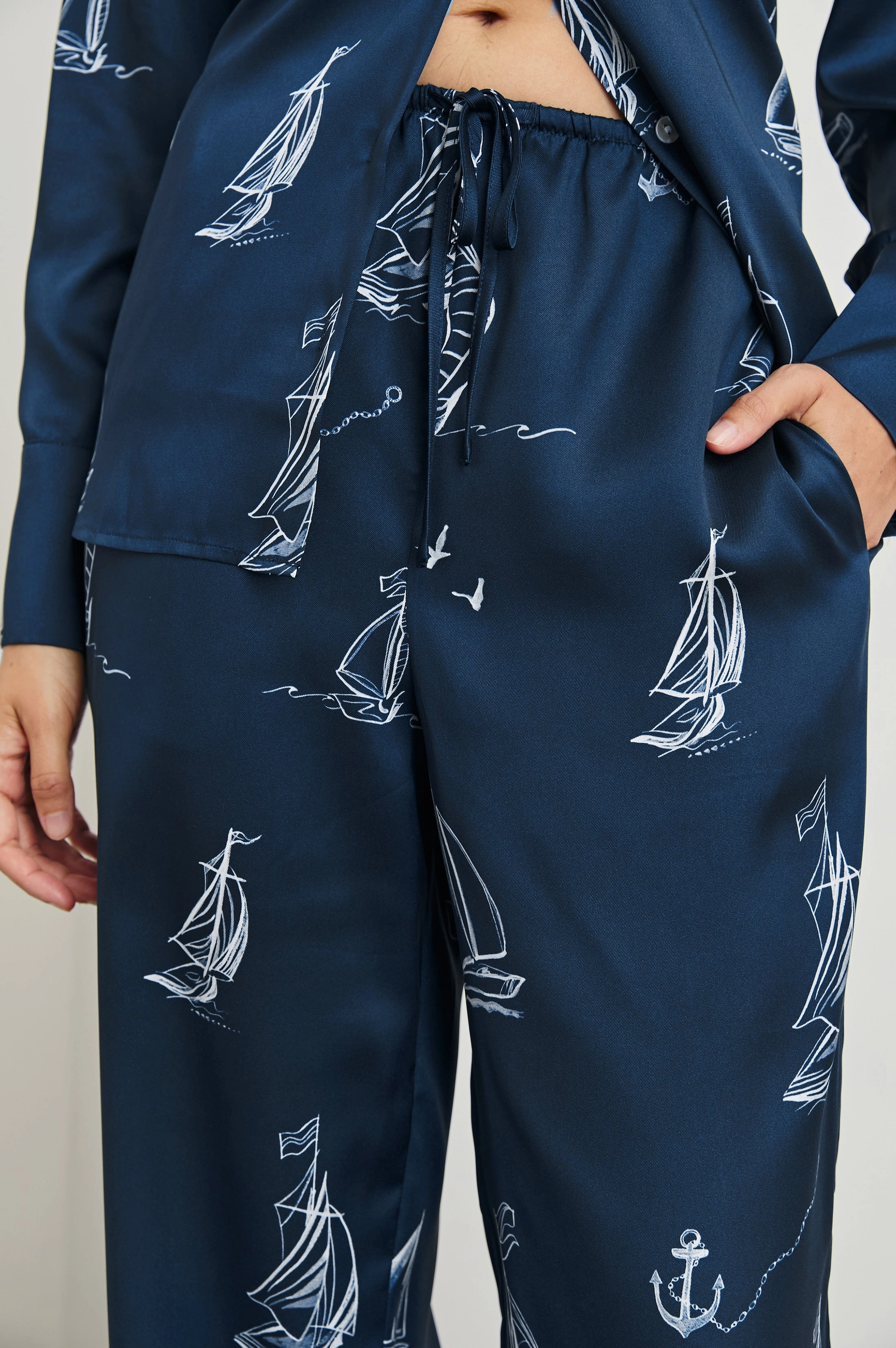 DAMANI SAILBOATS DRAWSTRING PANTS MultiDirectionalFlex Washable fabric