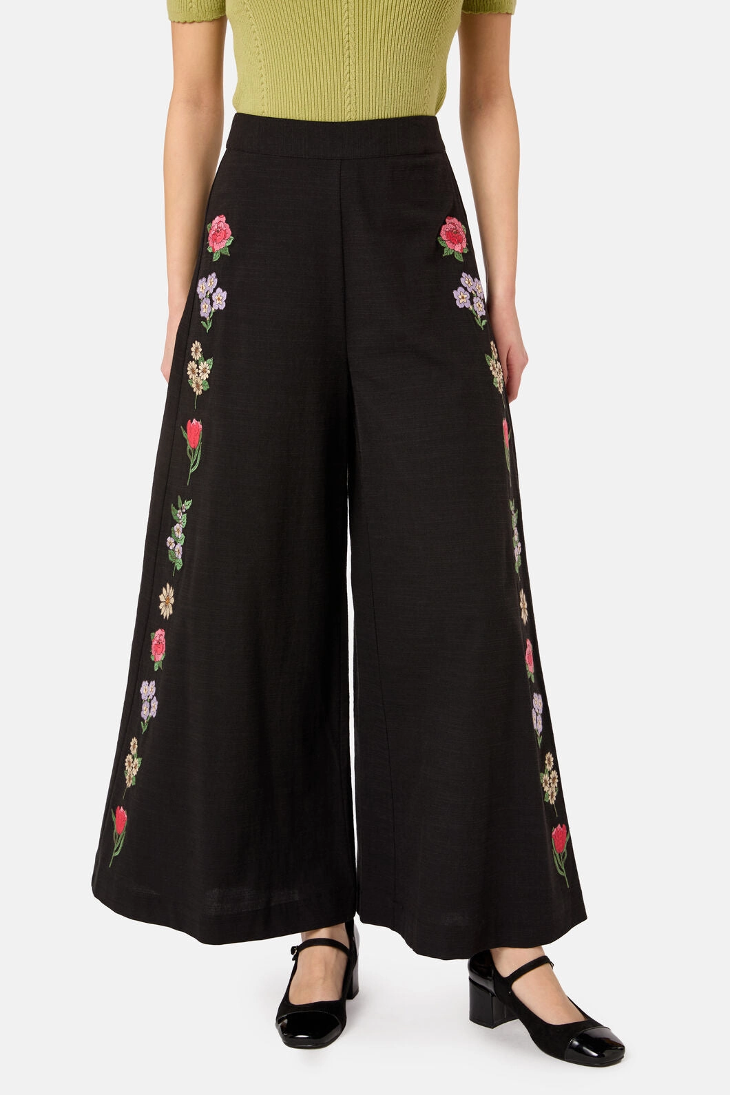 Fleur Embroidered Pant Versatile Waist Design Blended Style