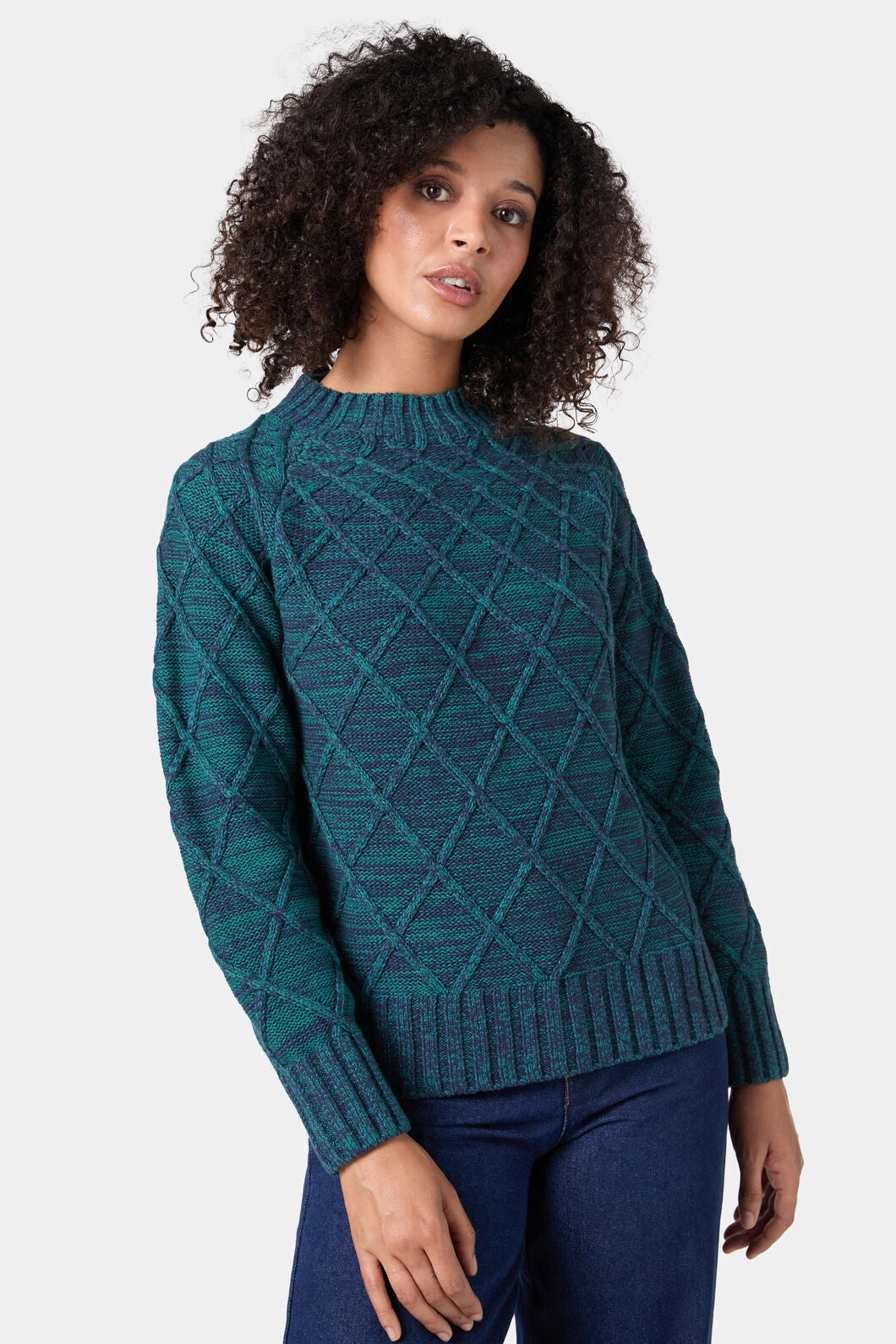 Demi Diamond Knit Jumper Knitted Look Lightweight Layer