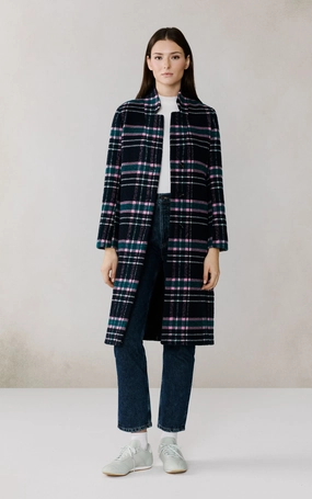 DIANE-C PLAID NOTCHED LAPEL WOOL COAT Carnival Look Leader Core