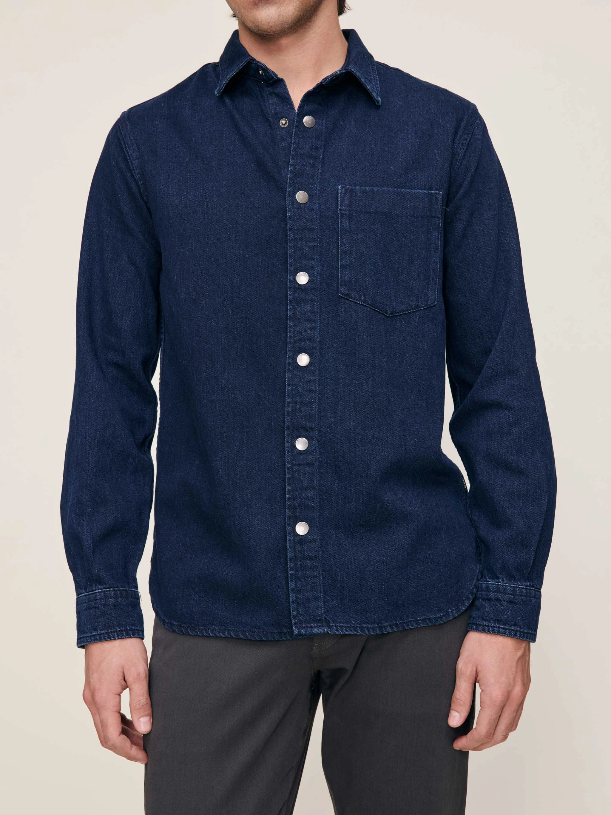 DOMINICK DENIM SHIRT JACKET PlushLining RollUpSleeves