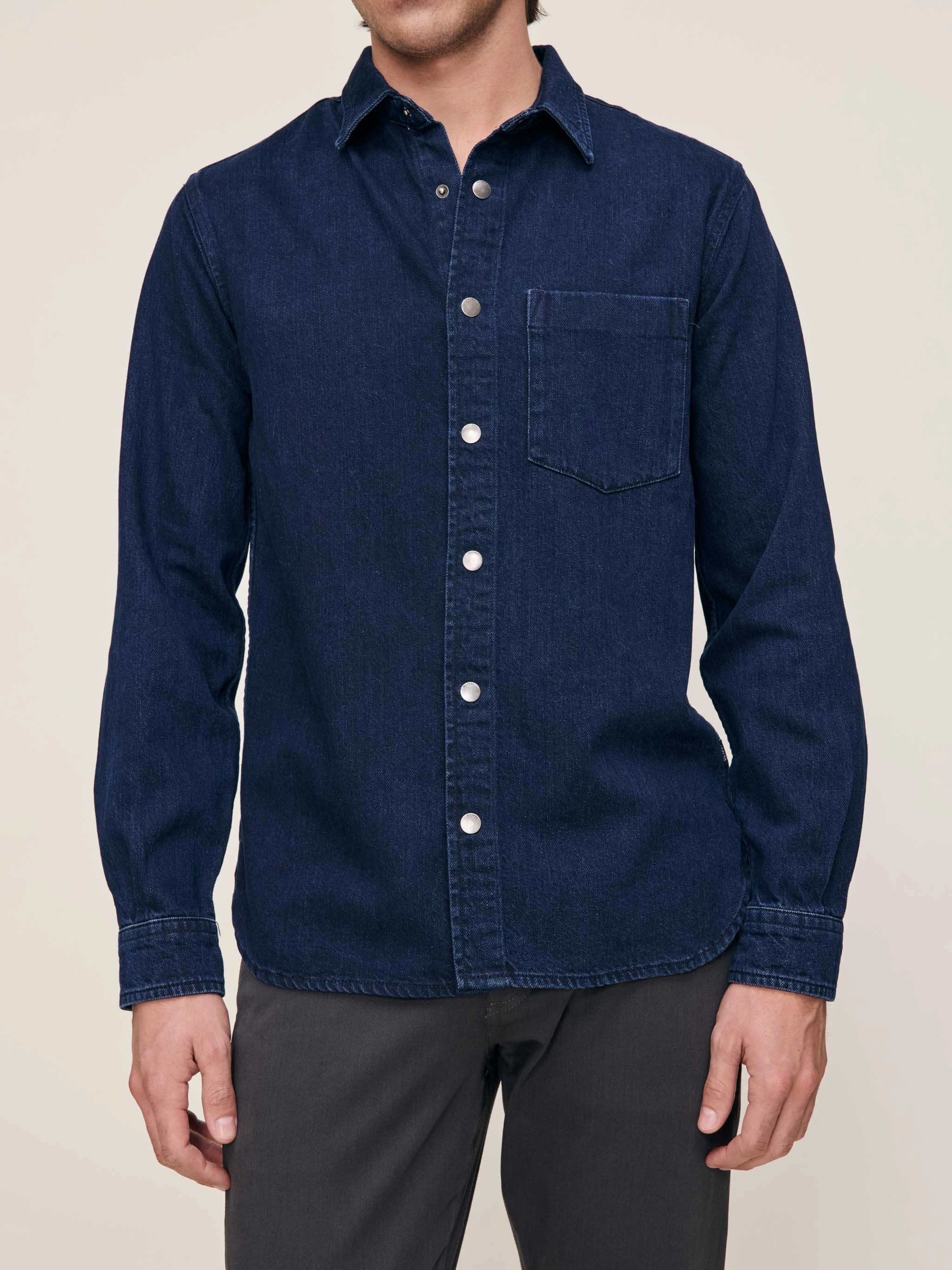 DOMINICK DENIM SHIRT JACKET BalancedDrape Heavy Outerwear