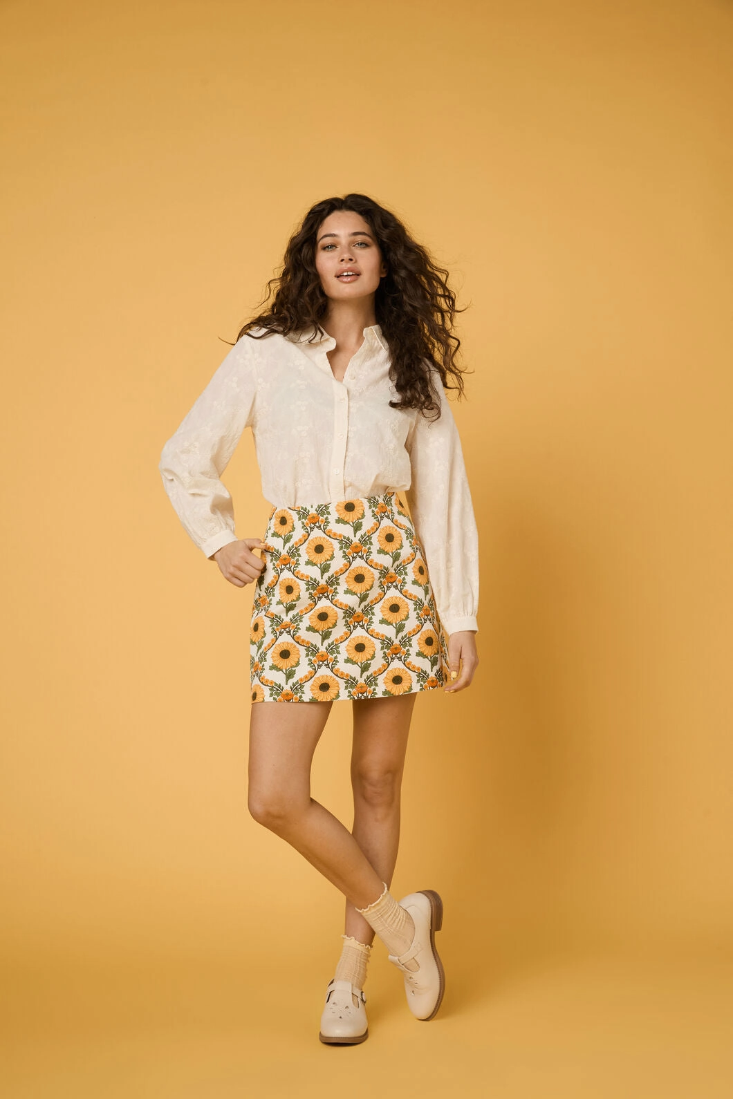 Sunflower Mini Skirt Button Details