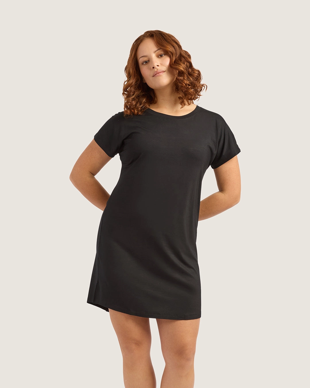 Easy Tunic HighElasticity Fiber Goodnight Nightdress - Black