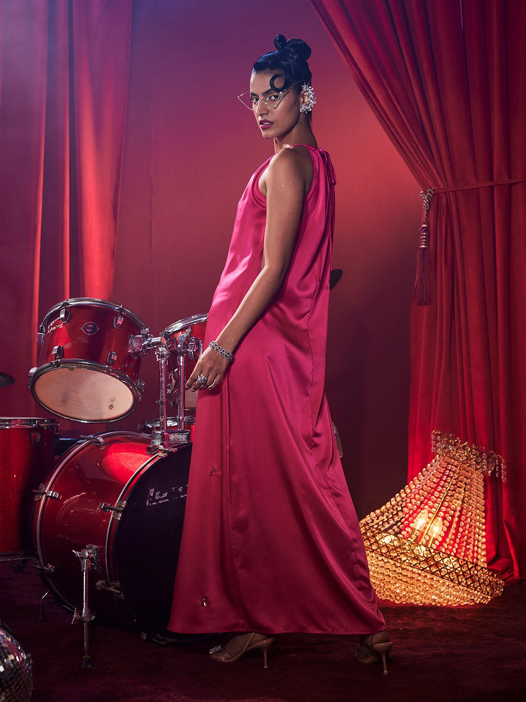 Bright Colors Tailored Cut Duchess Halter Dress