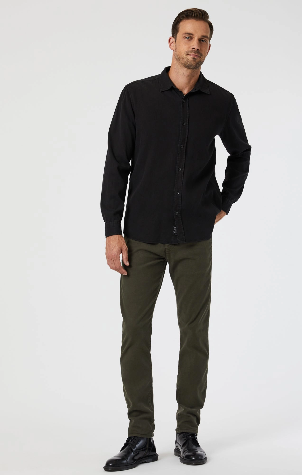 simple design Wrinklefree MILTON DARK GREEN CASUAL TWILL PANT