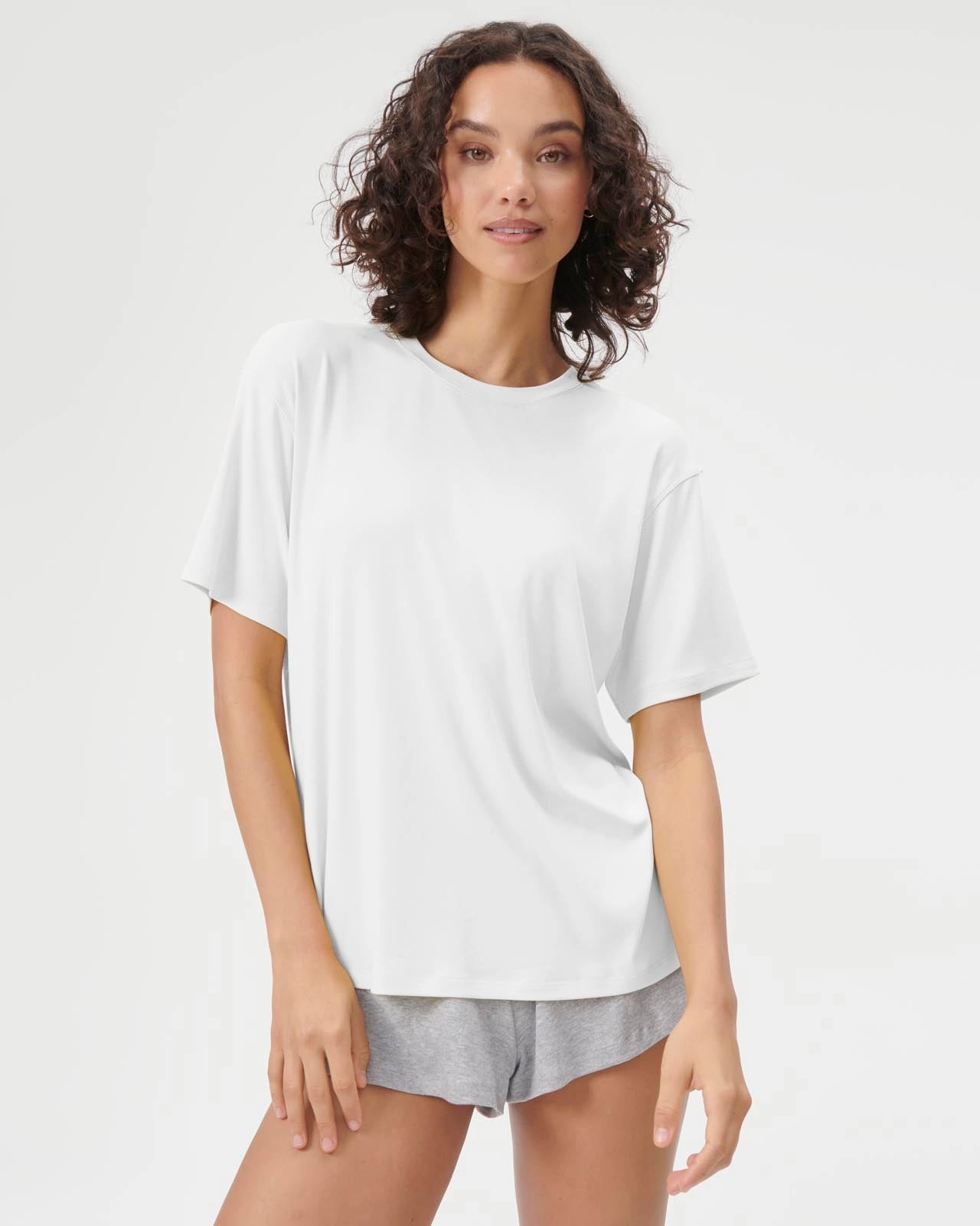 Universal Clasp Mechanism SheerLayeredPanels Cozy Crush Boyfriend Tee