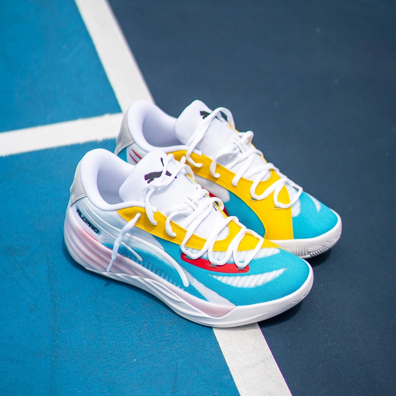 Sculpted comfort Grippy Outsole Mens Puma All-Pro Nitro (White/Multi)