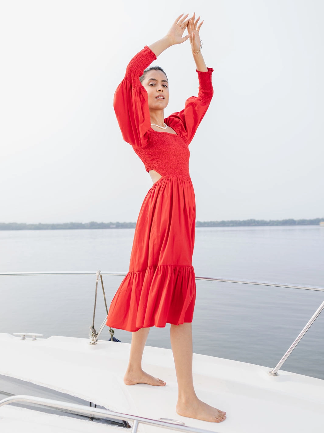 Garnet Cutout Dress Silky Silhouette