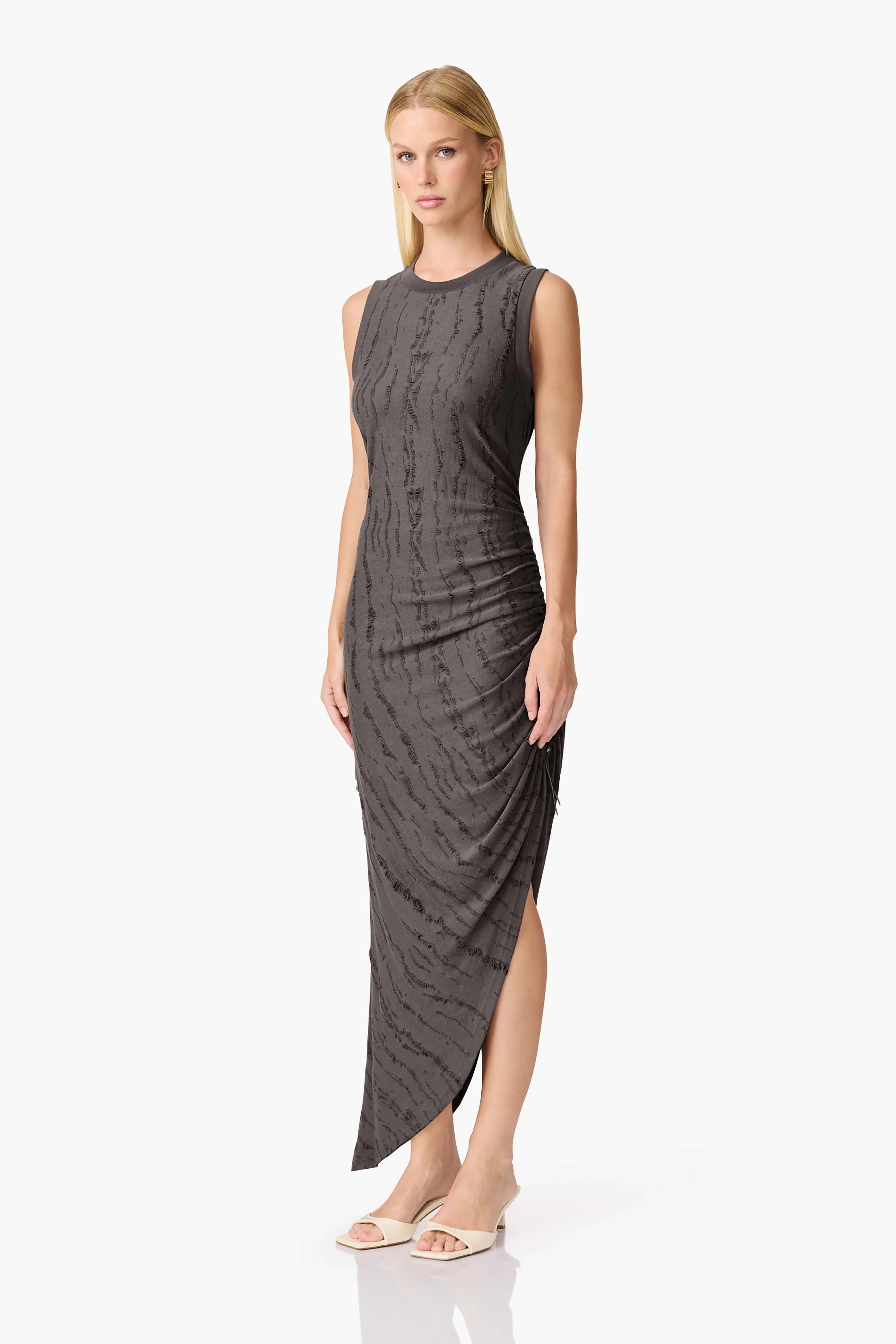 Relaxed Design Smart Layer CURAAE Lavania Asymmetrical Midi Dress in Grey
