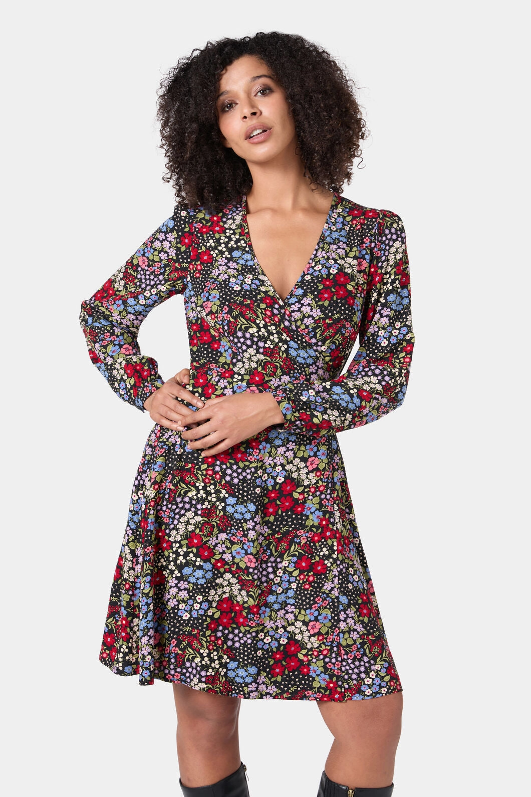 Ada 90's Floral Mini Wrap Dress perfect for events Chic Comfort