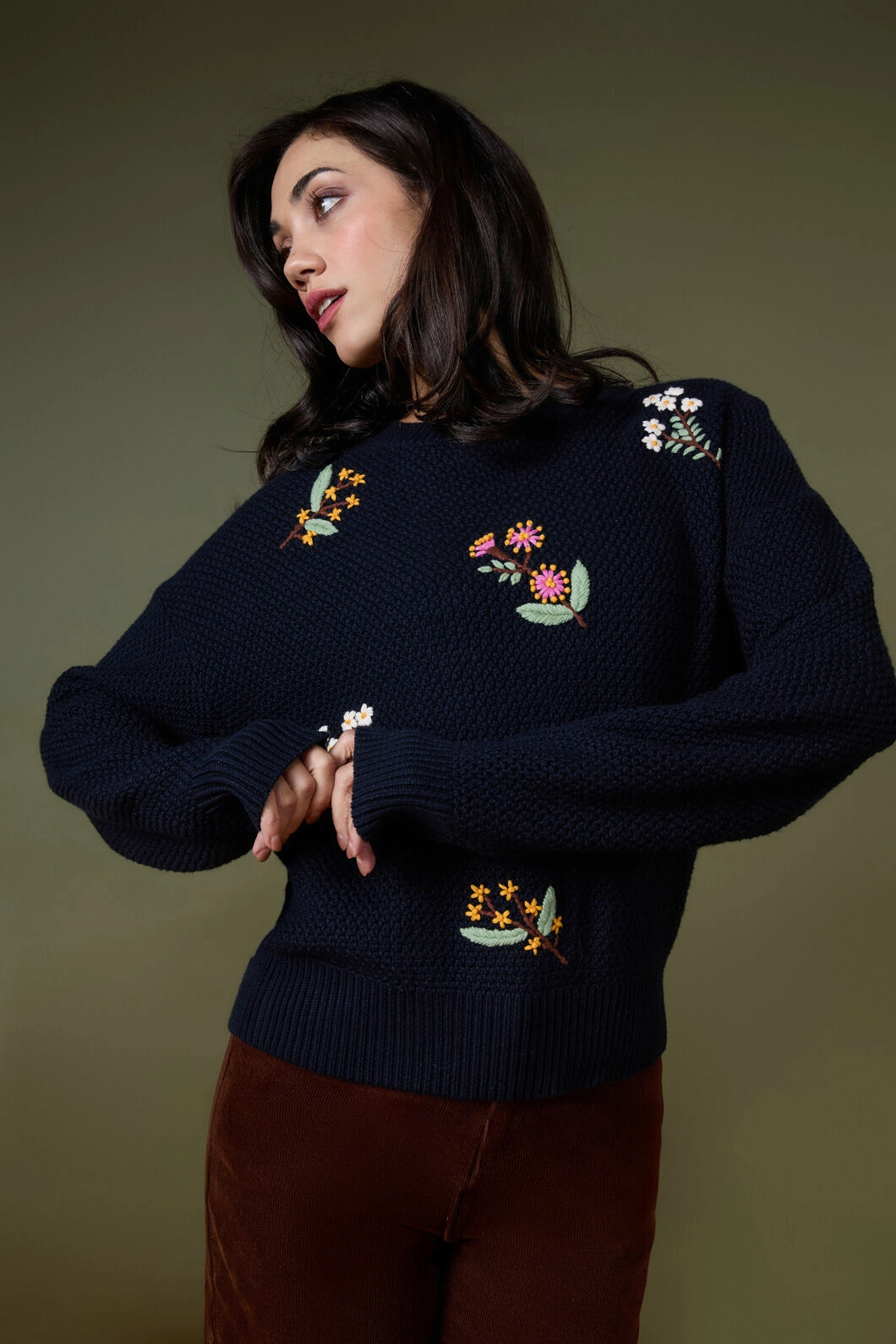 Elsie Embroidered Jumper Winter Ready Layer Classic Knit Design