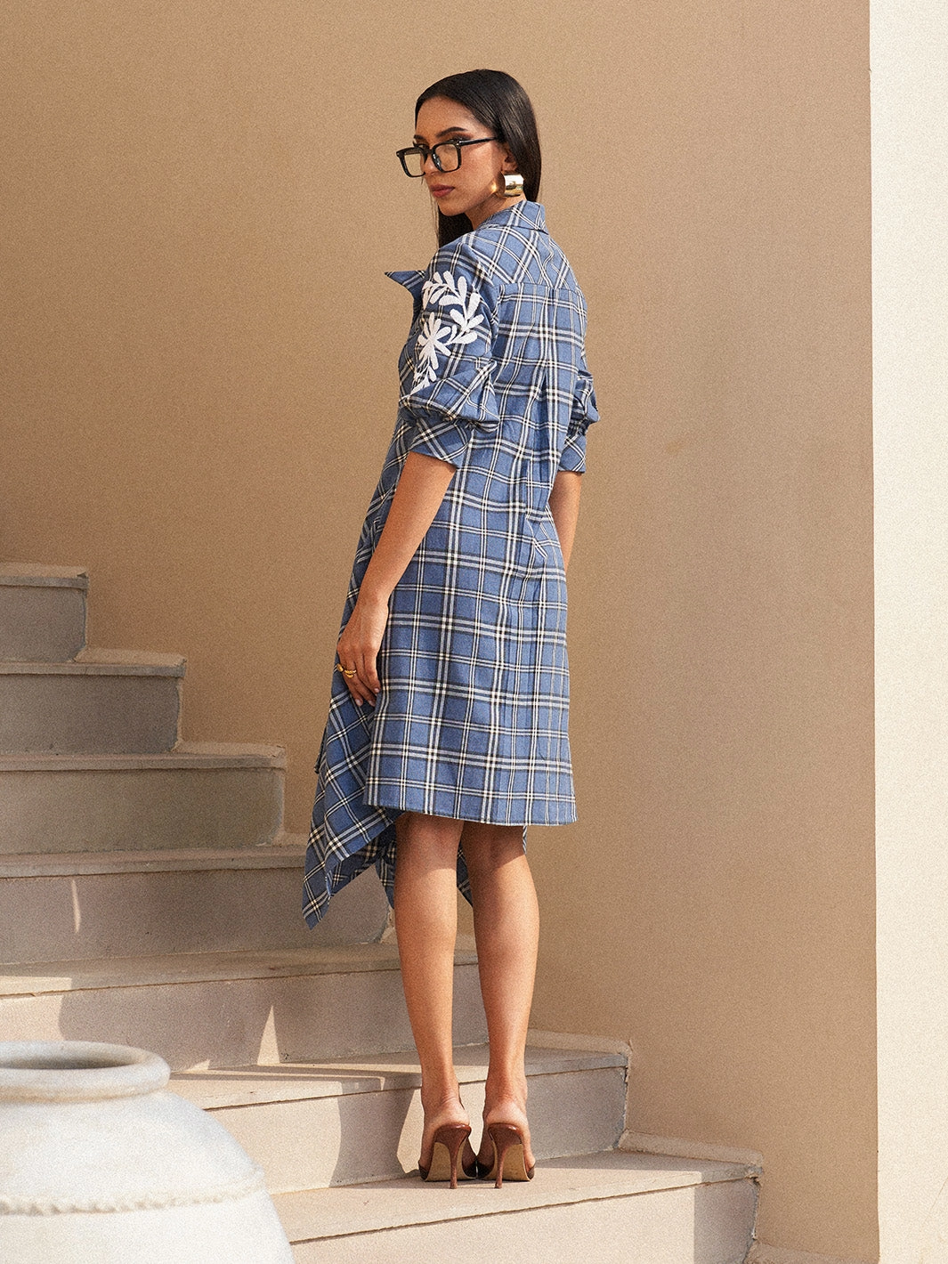 Embroidered Double Breasted Jacket Dress Office Smart