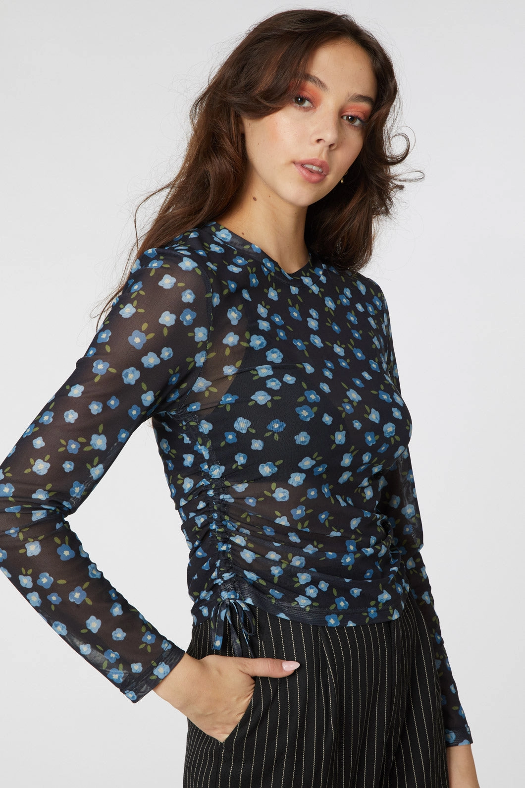 Unstructured Silhouette Danielle Ditsy Mesh Top
