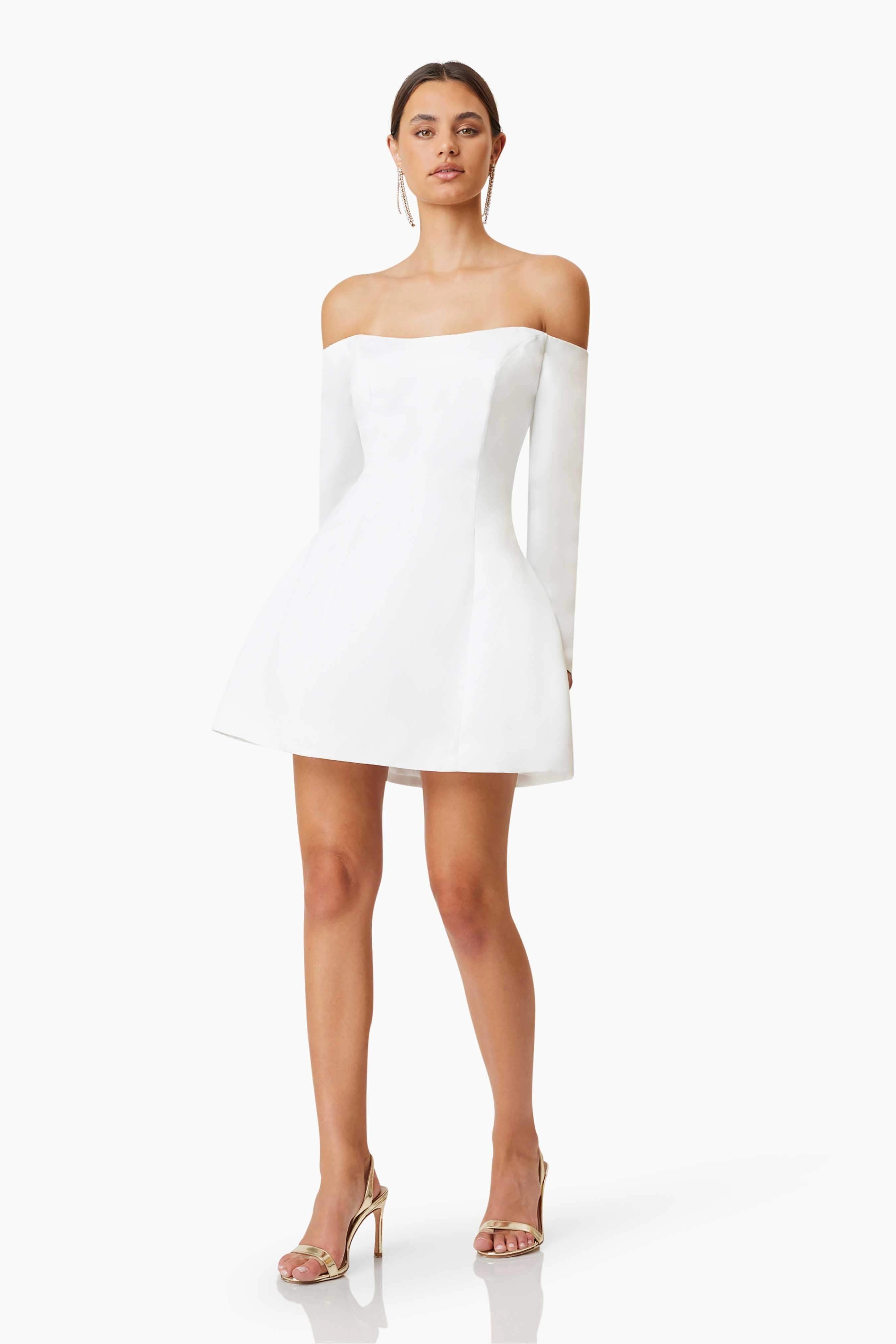 Vida Off The Shoulder Day Mini Dress In White Vibe Choice