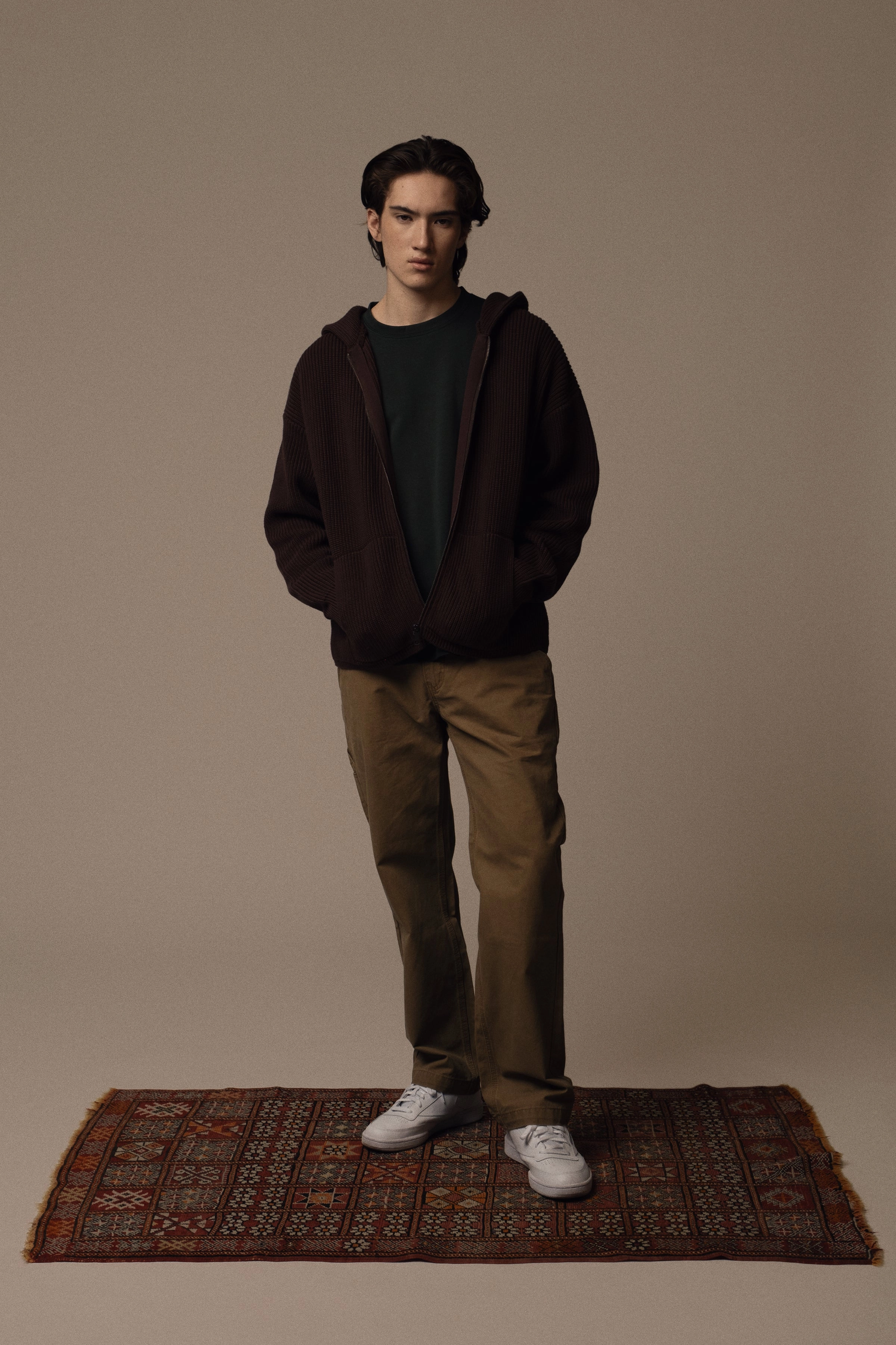 KNITTED ZIP HOODIE Mediterranean Air