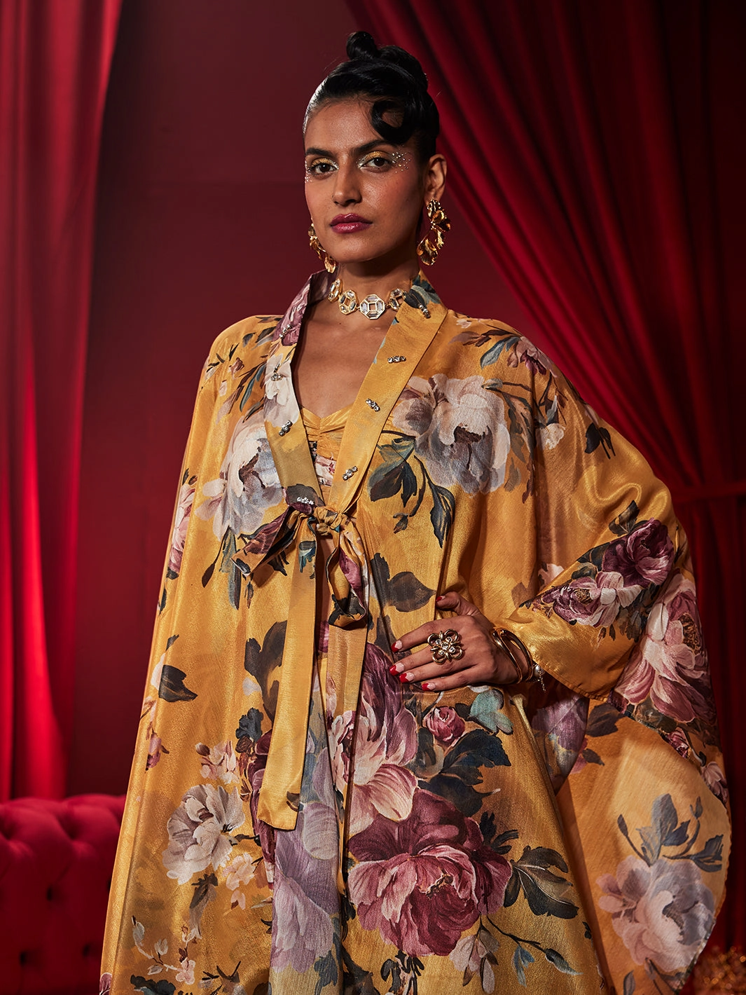 Rose Tiara Floral Cape Tailored Wear Timeless Appeal