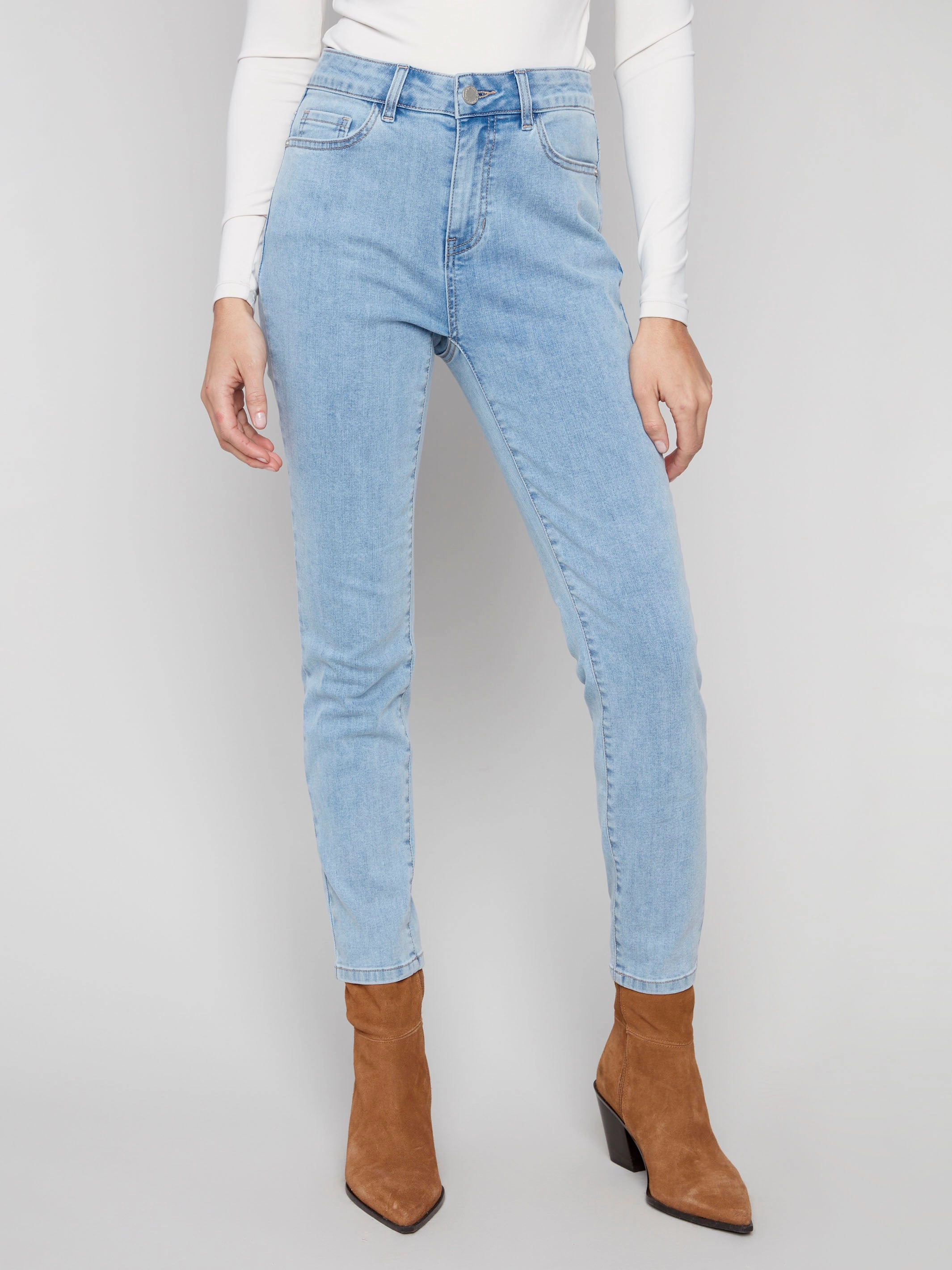 Daily Function Casual Option Claudia Slim Leg Jeans - Light Blue