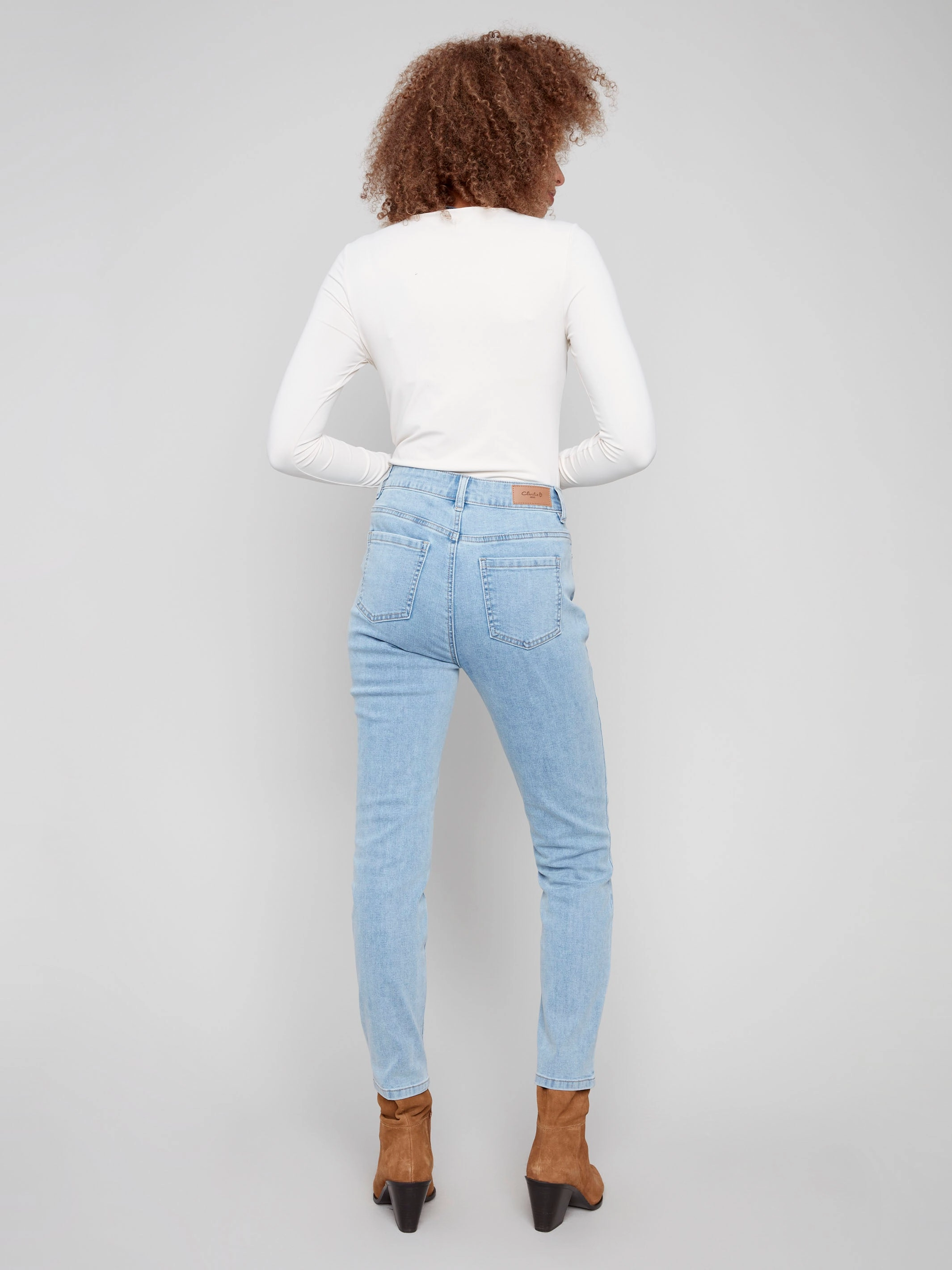 Lightweight Denim Blend Claudia Slim Leg Jeans - Light Blue