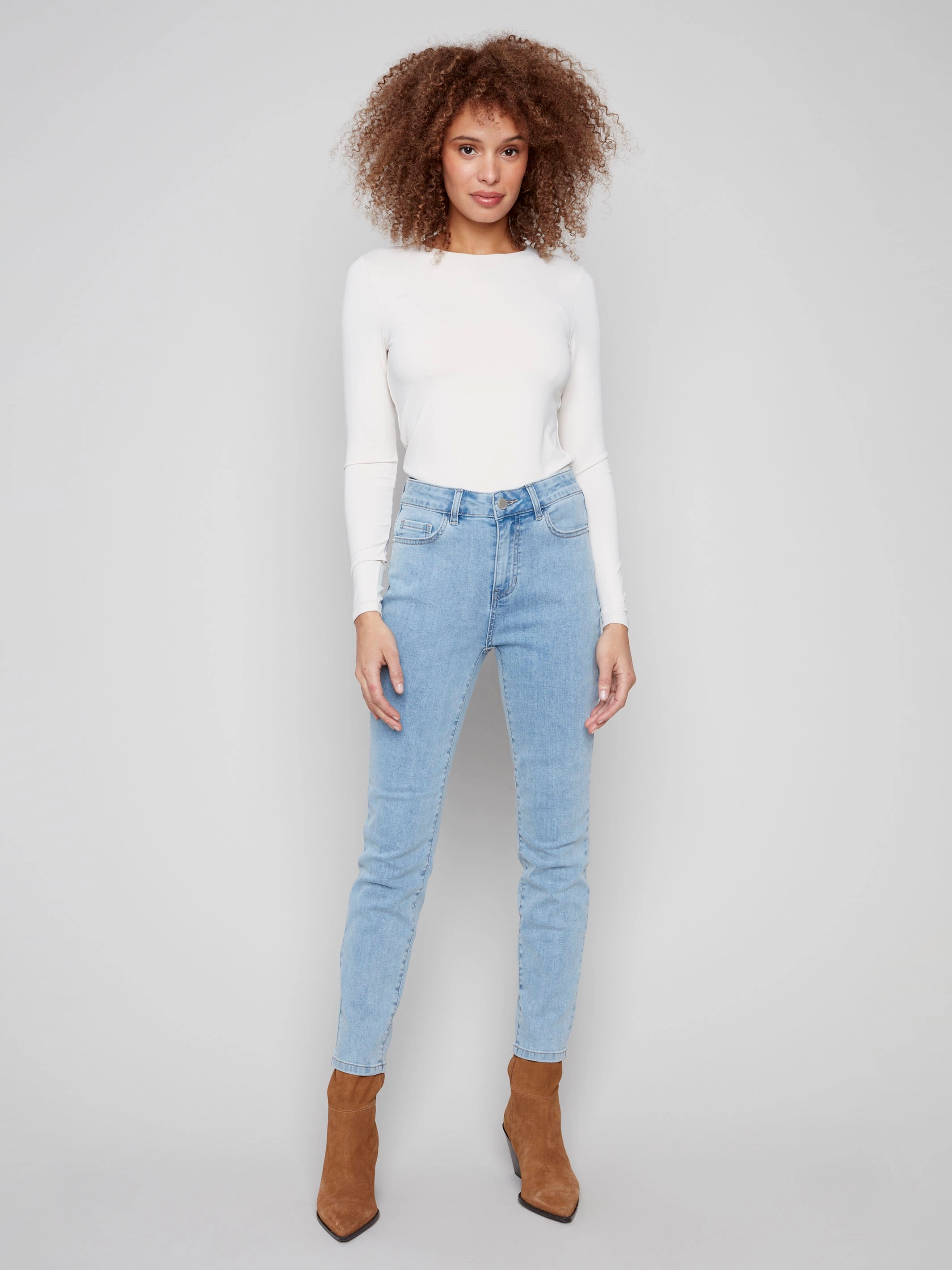 Claudia Slim Leg Jeans - Light Blue Teen Outfit Night Out Party Look Style Simplicity