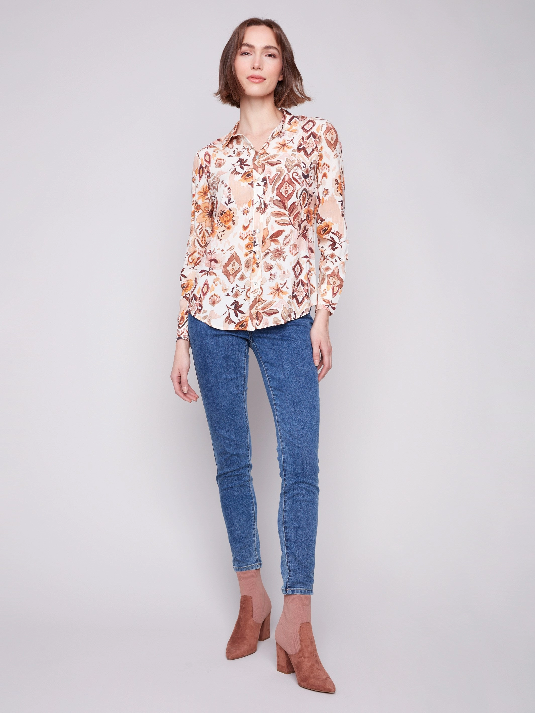 Printed Button-Up Shirt - Jacobean Style - conscious pattern