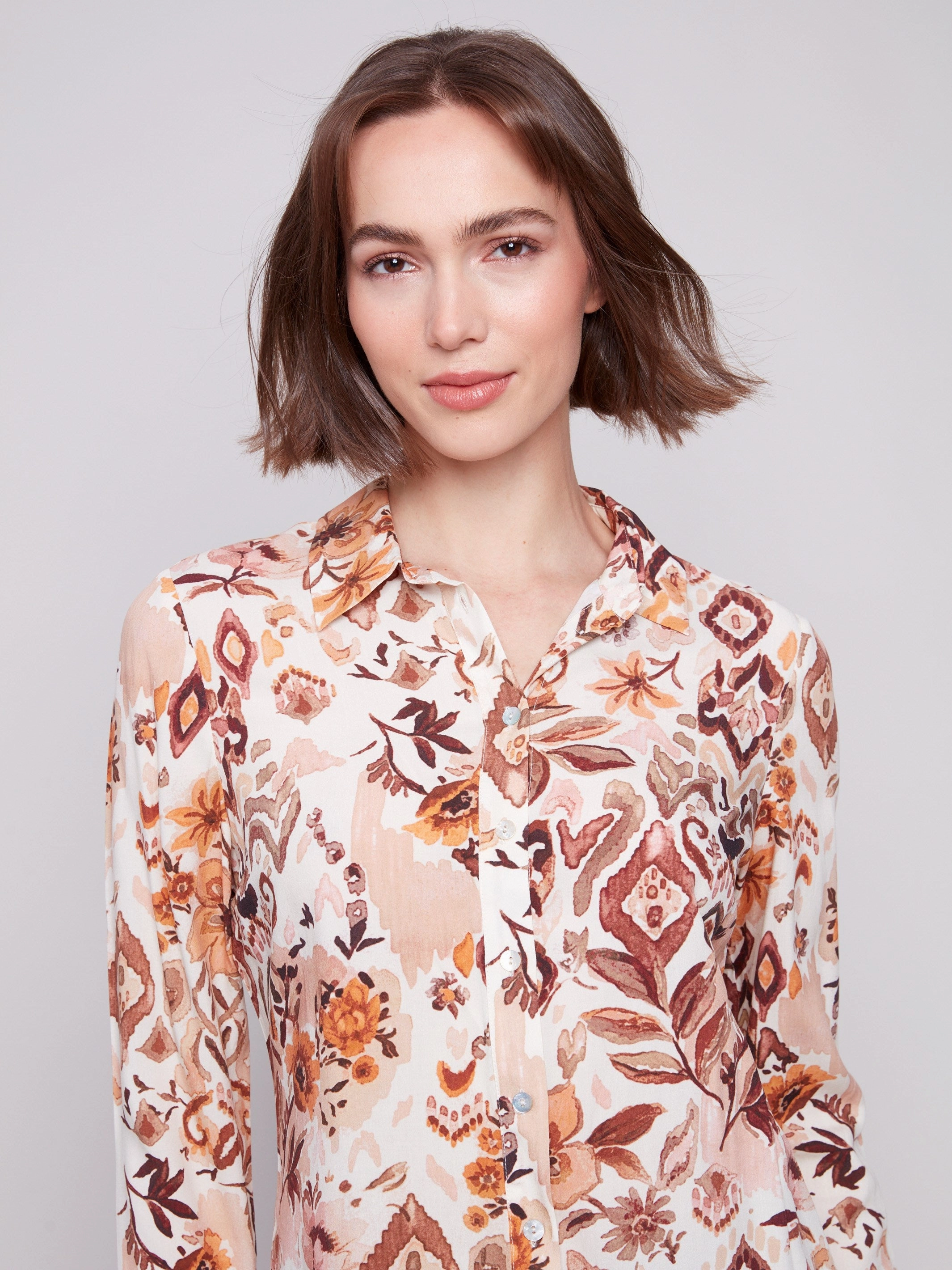 Printed Button-Up Shirt - Jacobean Bread