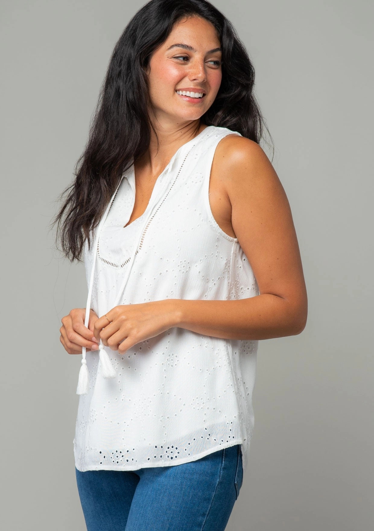 ZeroWaste Production EYELET TANK WITH TIE NECK