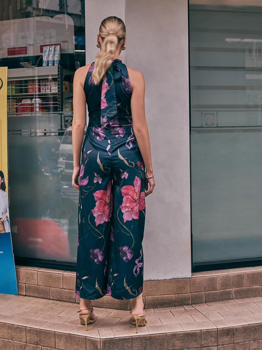 Upper East Pleated Jumpsuit Patterned-Fabric Premium Fabric