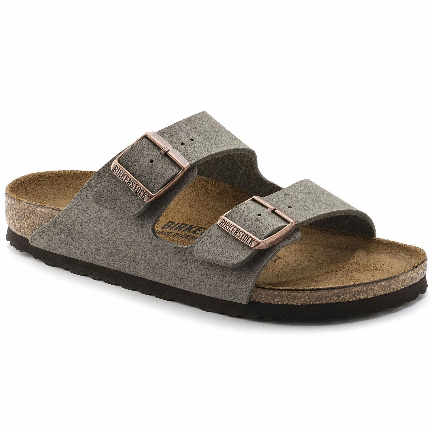 Birkenstock Arizona (Stone, Navy and Brown colors) Strike Step Score Step